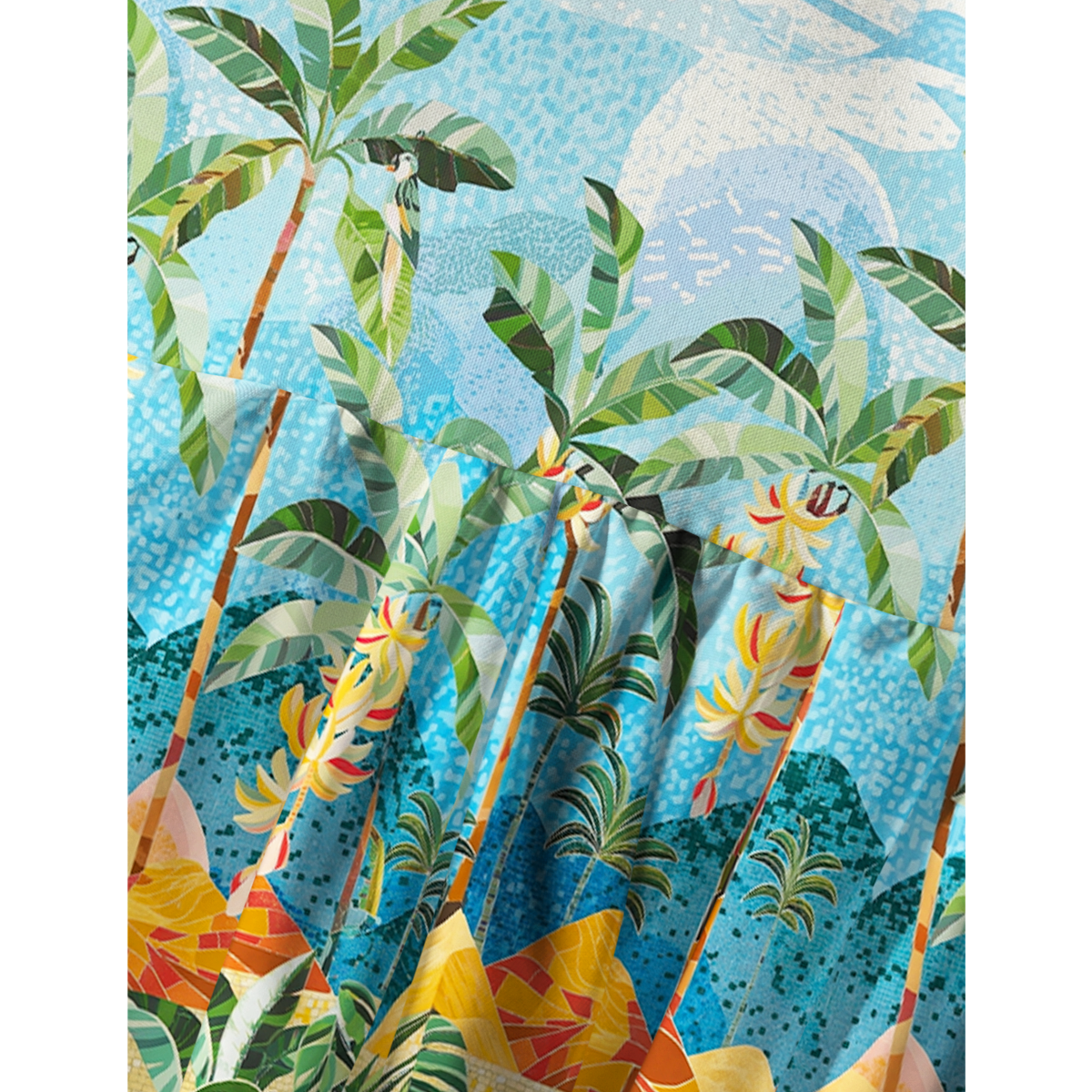 Rainforest Palm Tree Print Spaghetti Strap Mini Dress