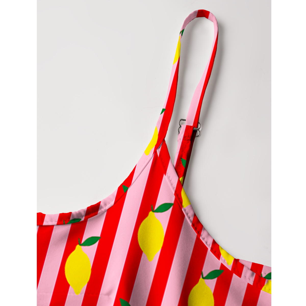 Citrus Stripe Print Spaghetti Strap Mini Dress