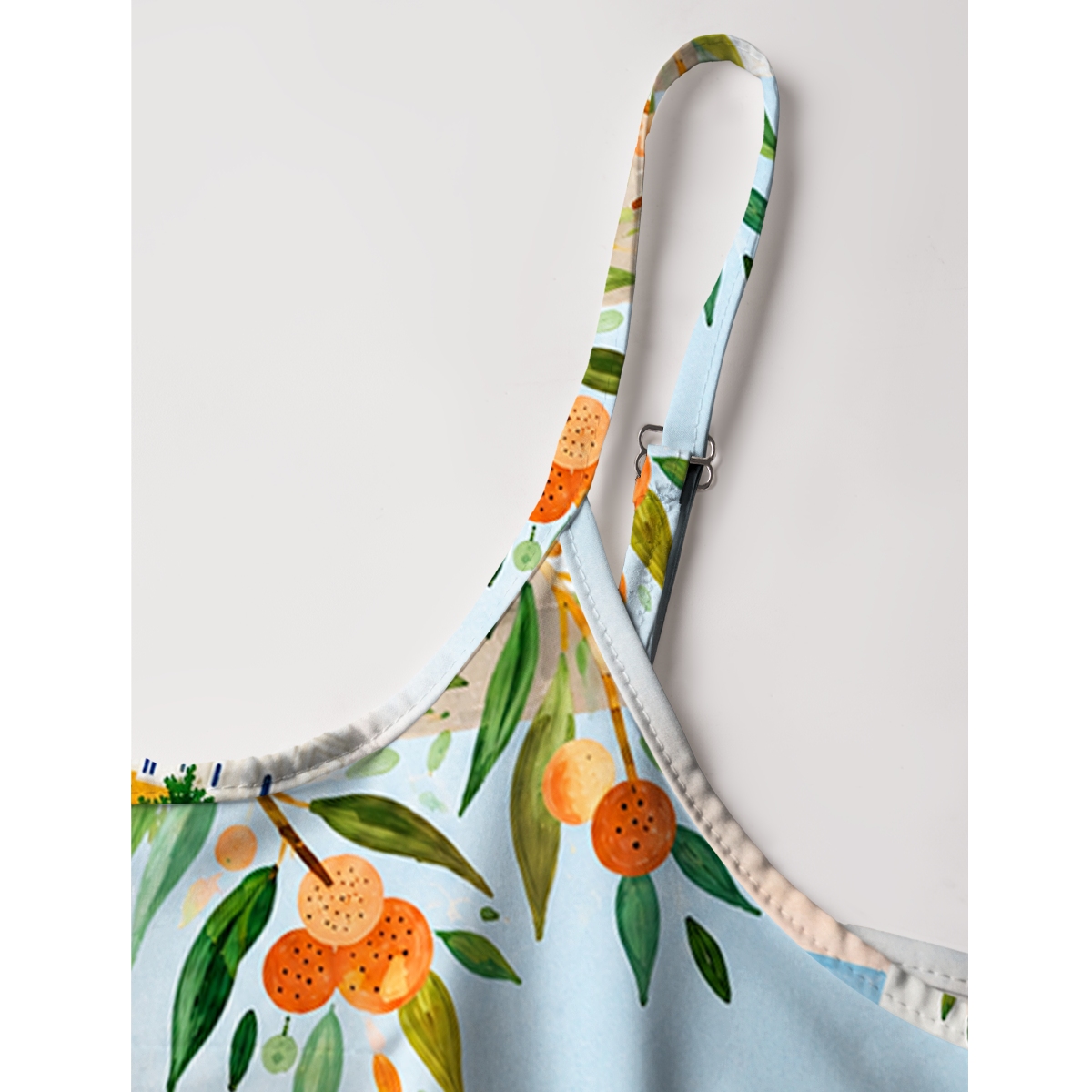 Lisbon Cityscape Print Spaghetti Strap Mini Dress