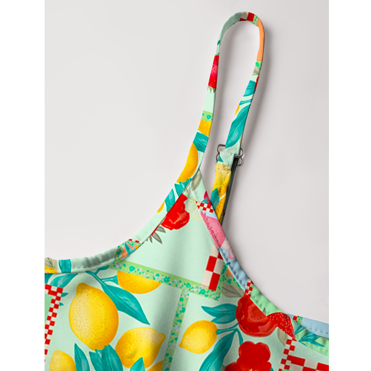 Fruit Party Vacation Print Spaghetti Strap Mini Dress