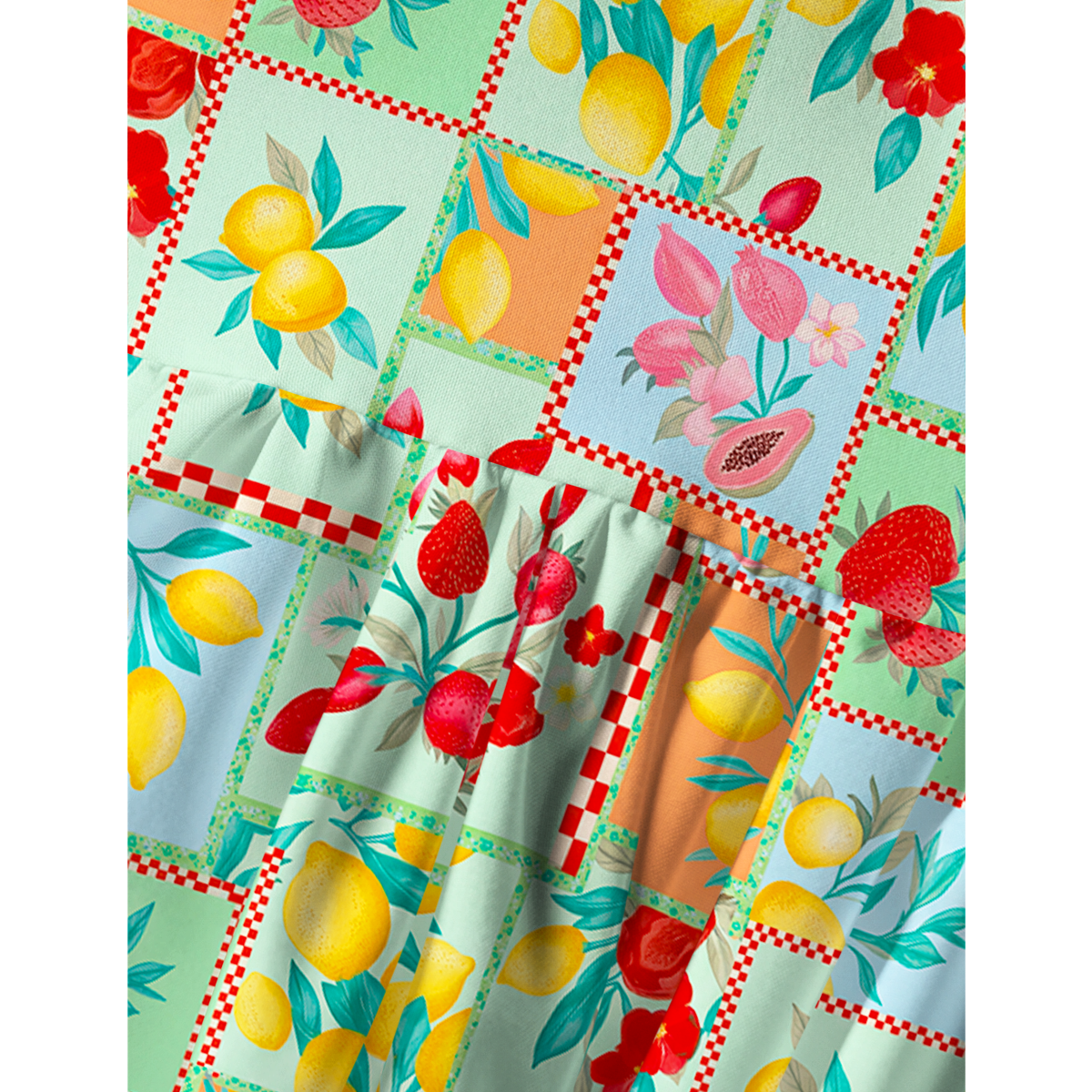 Fruit Party Vacation Print Spaghetti Strap Mini Dress