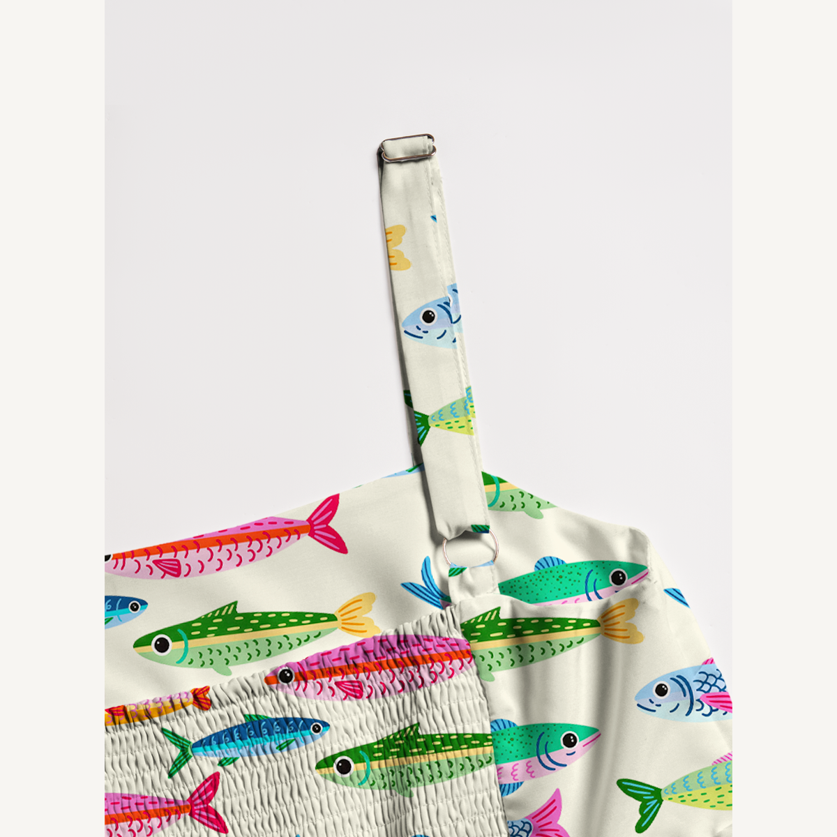 Bright Sardine Print Wide Straps Maxi Dress With Pockets
