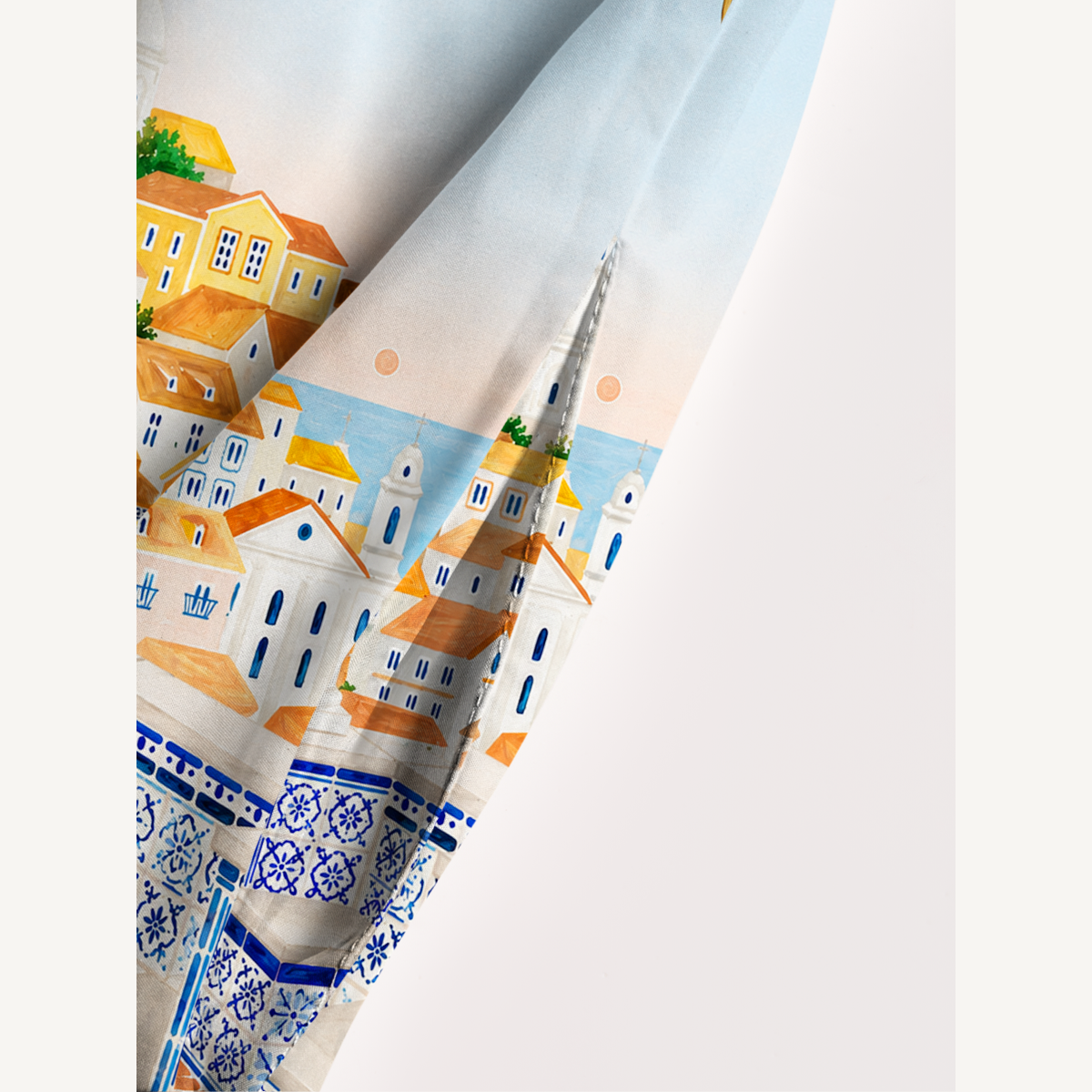 Lisbon Cityscape Wide Straps Maxi Dress With Pockets