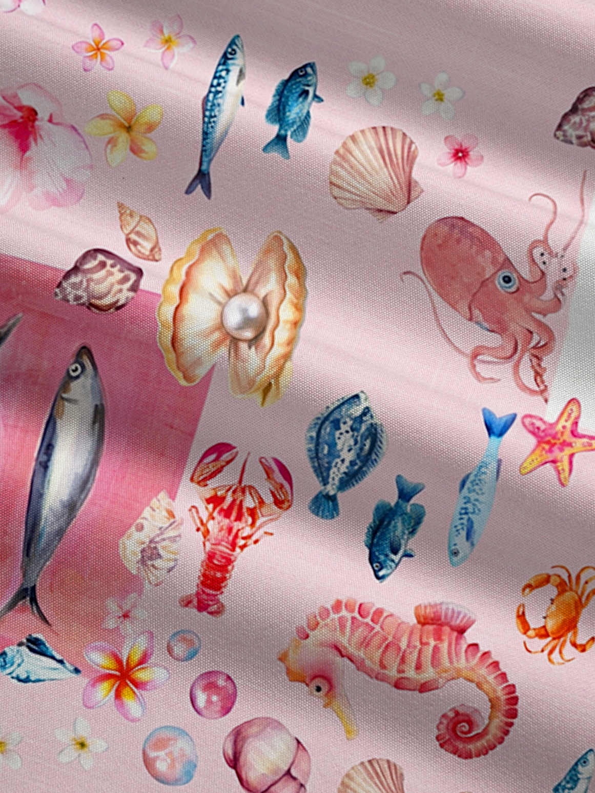 Pink Ocean Life  Bow Strap Maxi Dress