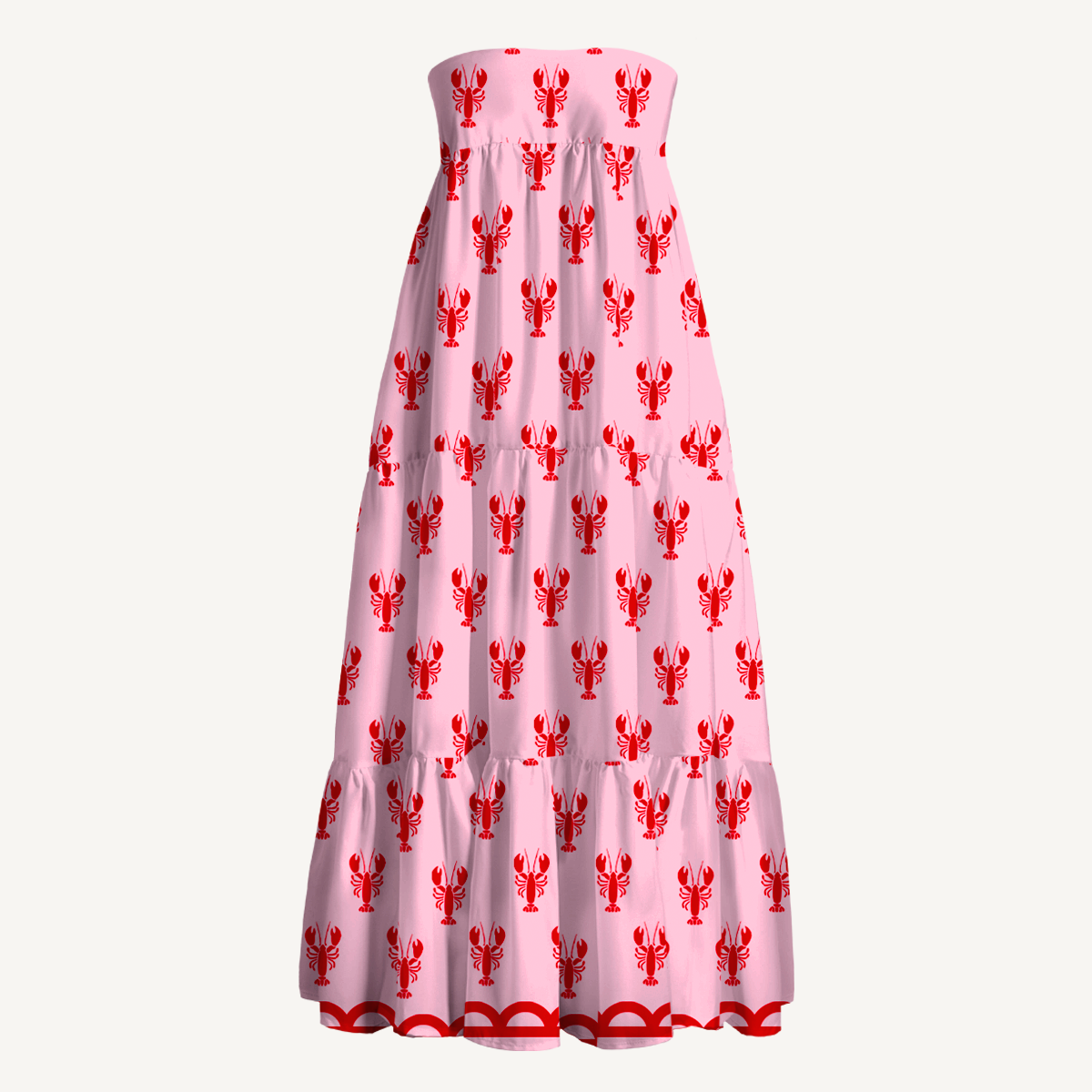 Pink Lobster Maxi Skirt & Strapless Dress  