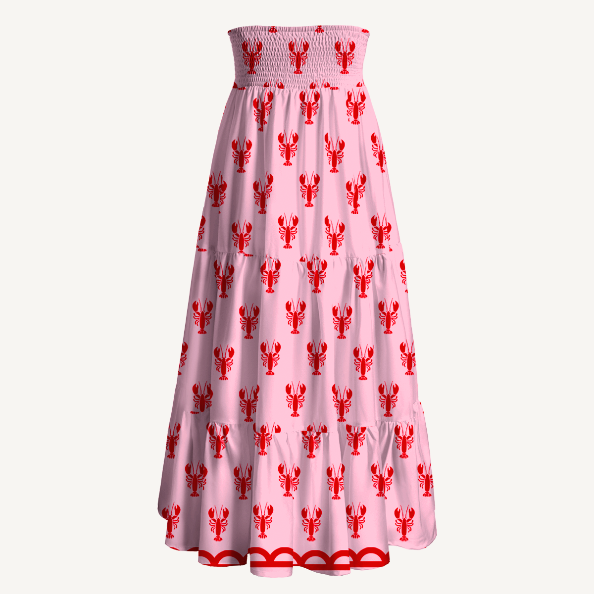 Pink Lobster Maxi Skirt & Strapless Dress  