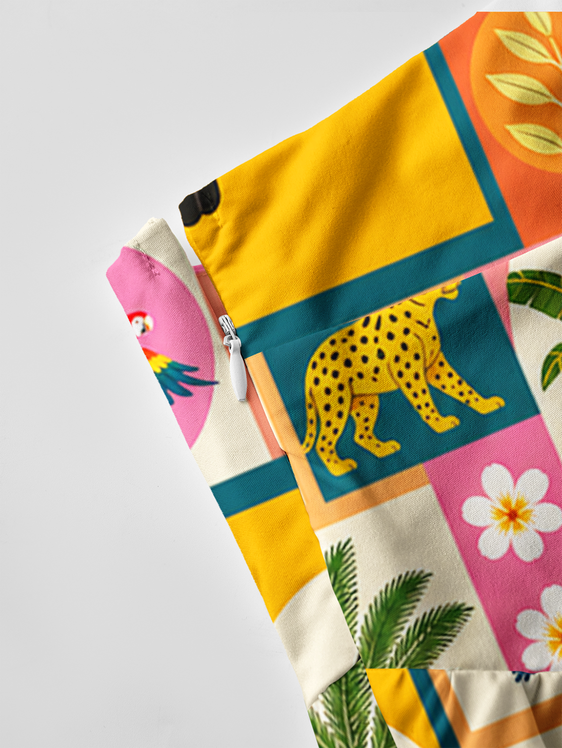 Tropical Patchwork Bow Strap Maxi Dress