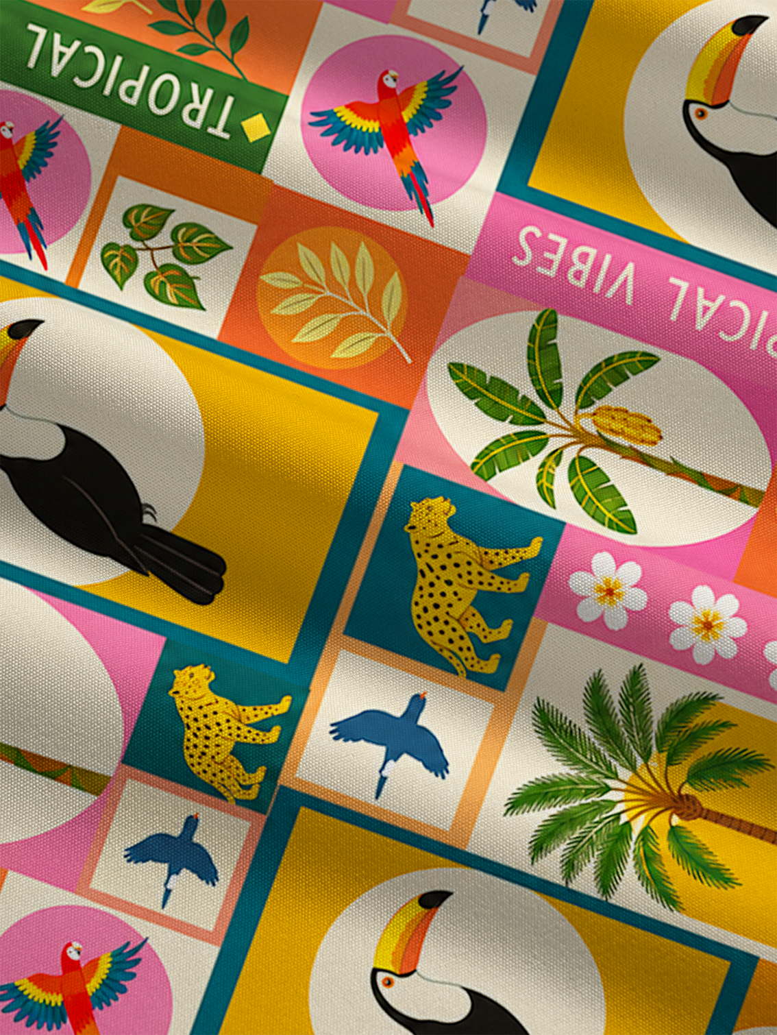 Tropical Patchwork Bow Strap Maxi Dress