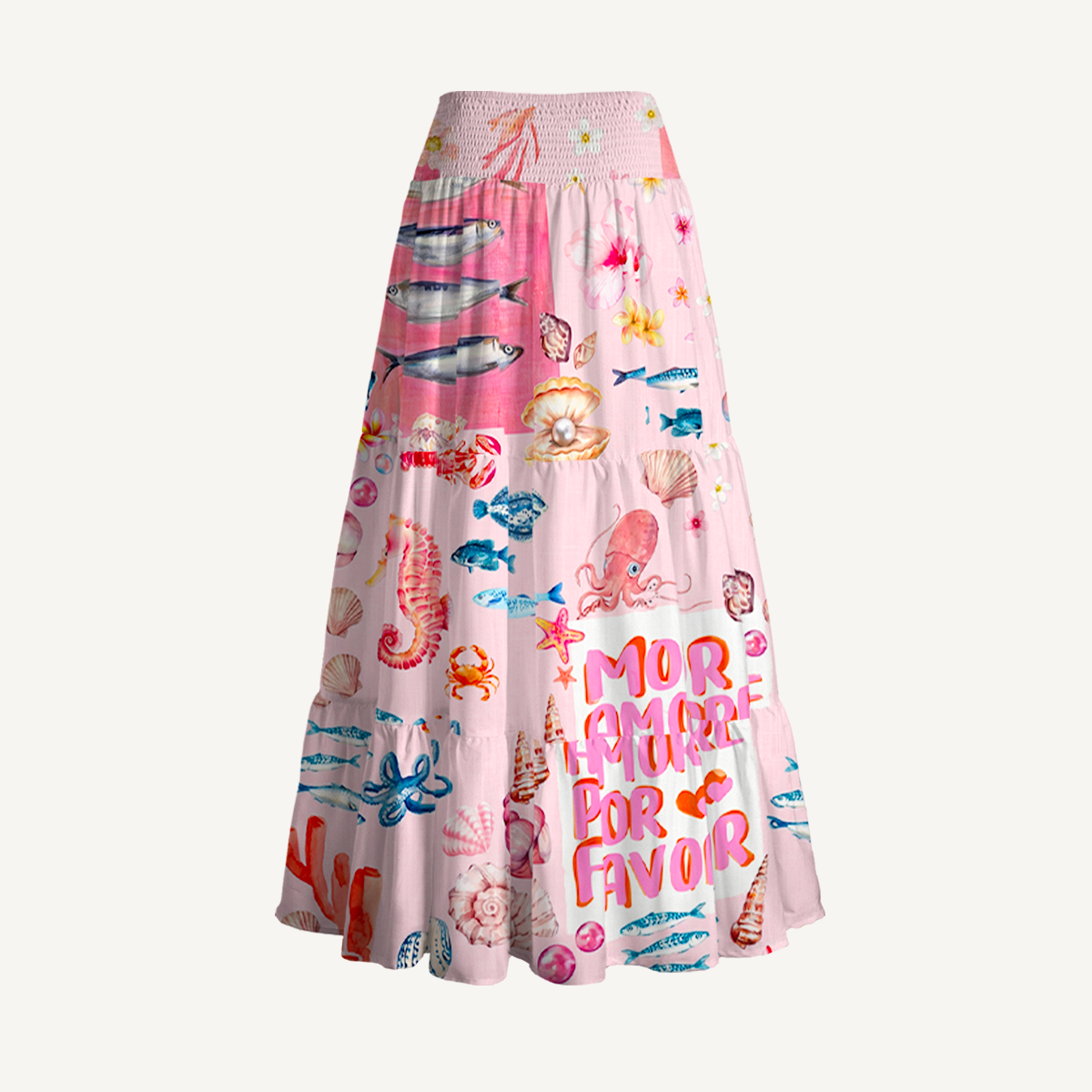 Pink Ocean Life Maxi Skirt & Strapless Dress  