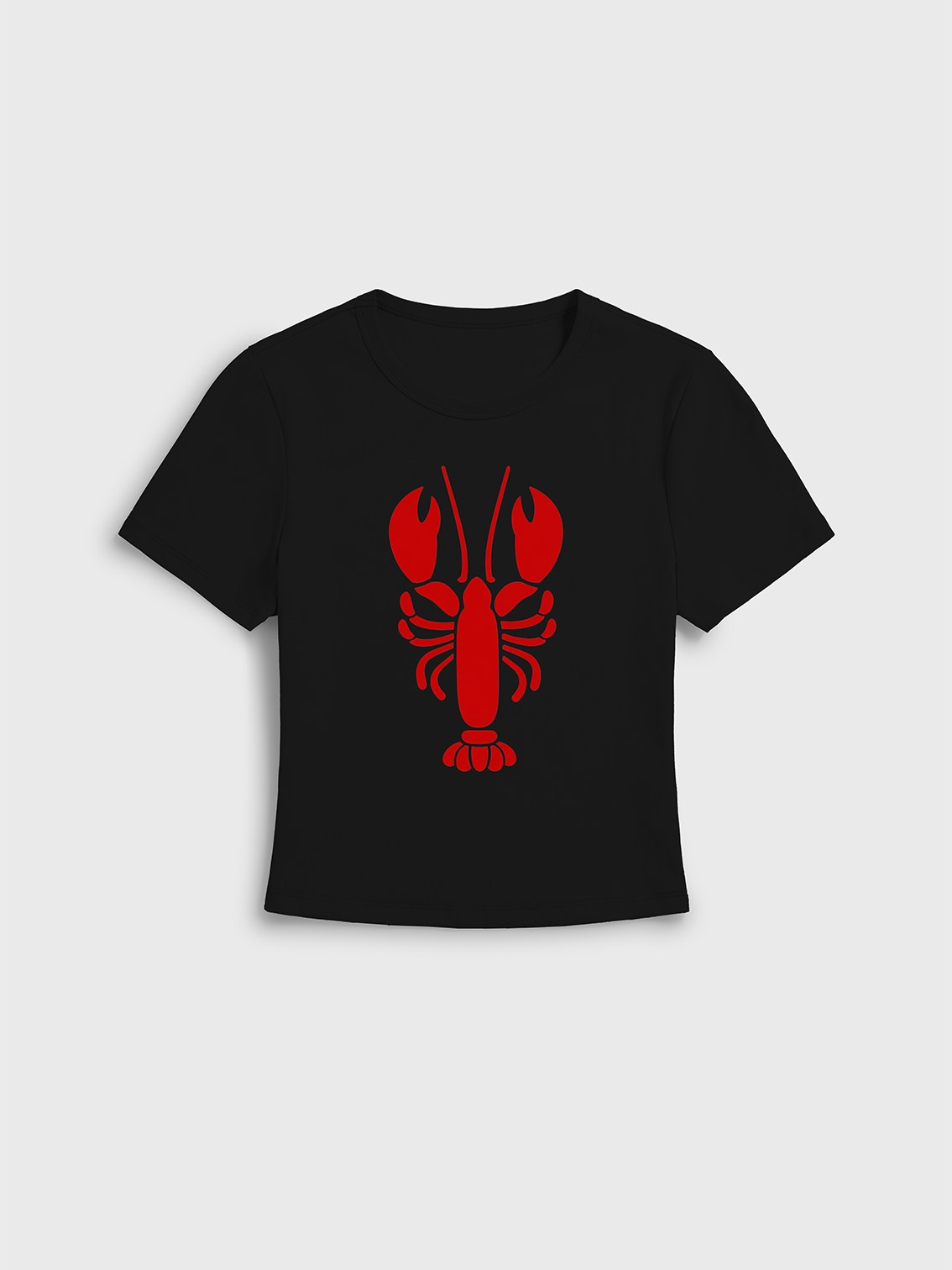 Pink Lobster Print Crew Neck Cotton Tee