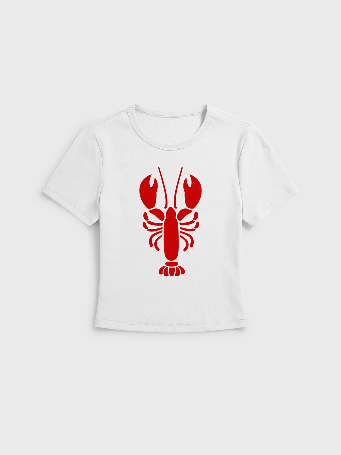 Pink Lobster Print Crew Neck Cotton Tee