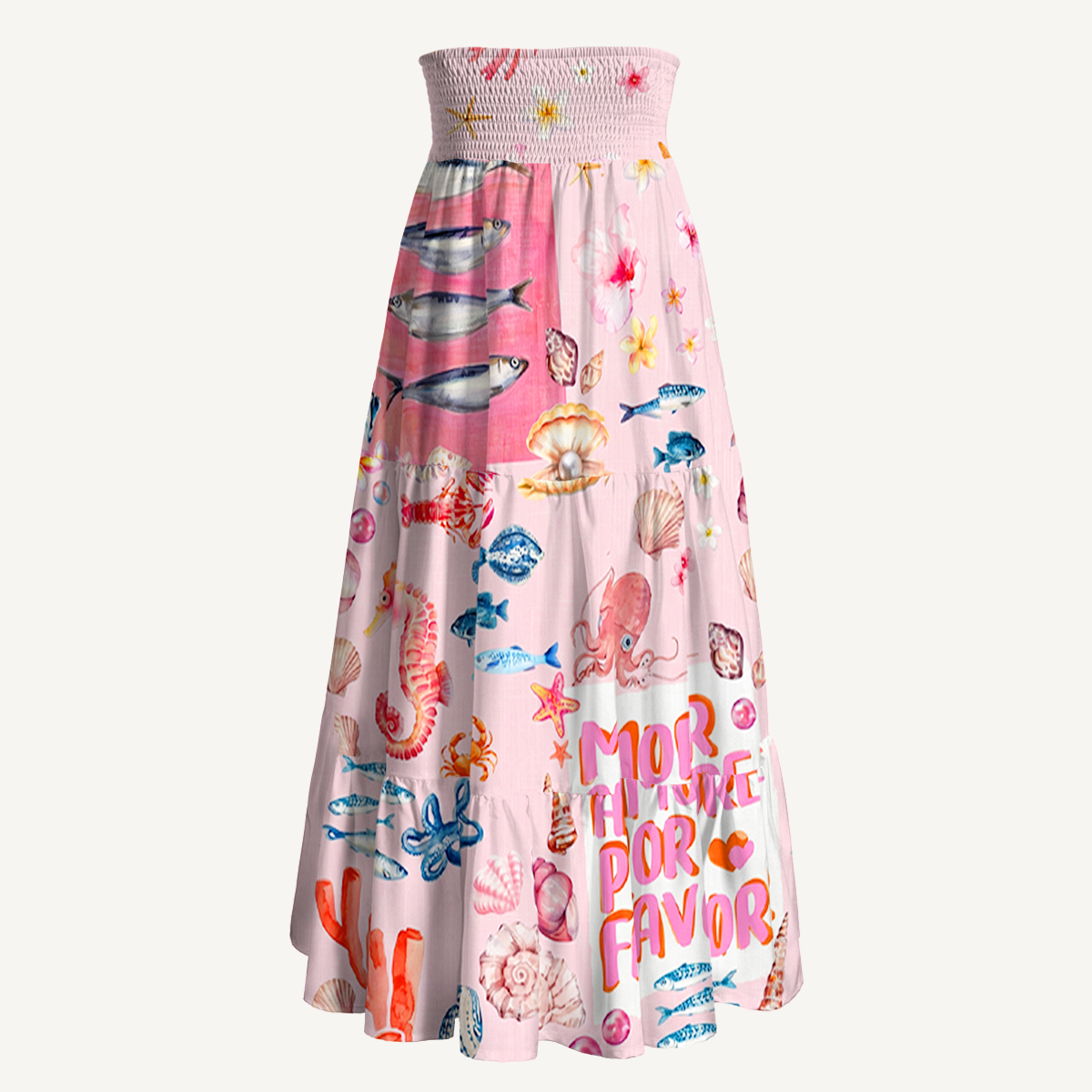Pink Ocean Life Maxi Skirt & Strapless Dress  