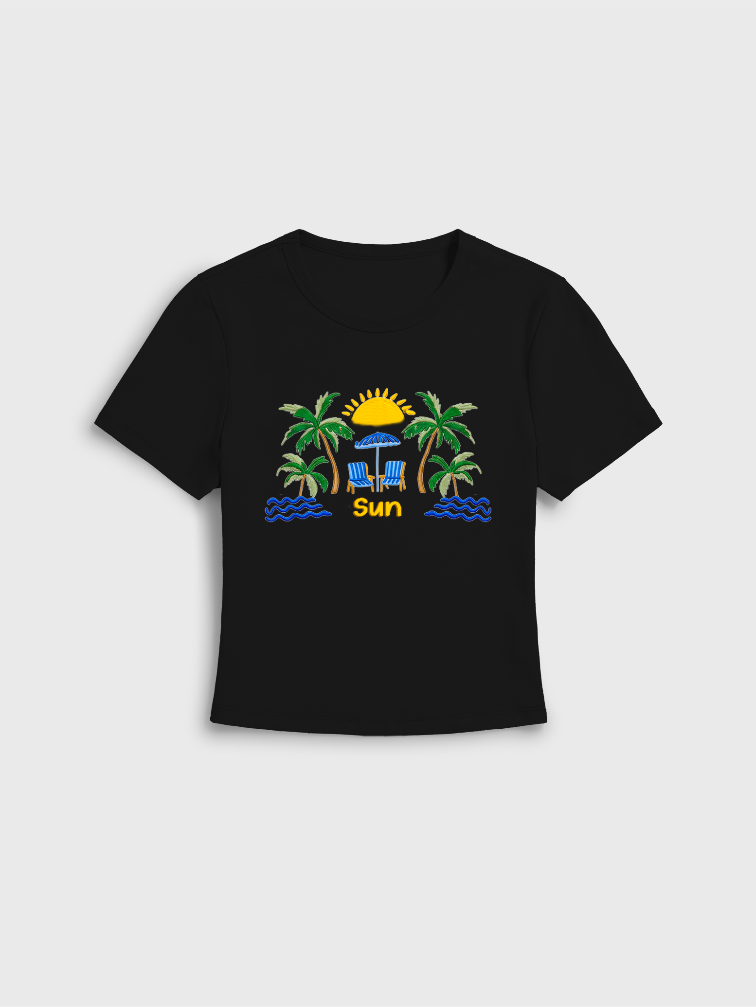 Lemon & Palm Beach Print Crew Neck Cotton Tee