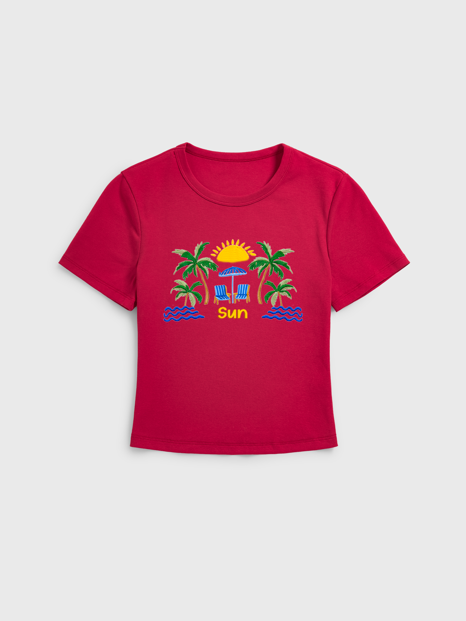 Lemon & Palm Beach Print Crew Neck Cotton Tee