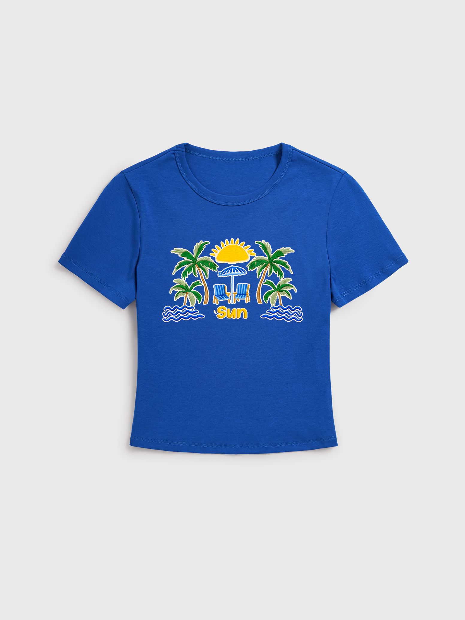 Lemon & Palm Beach Print Crew Neck Cotton Tee