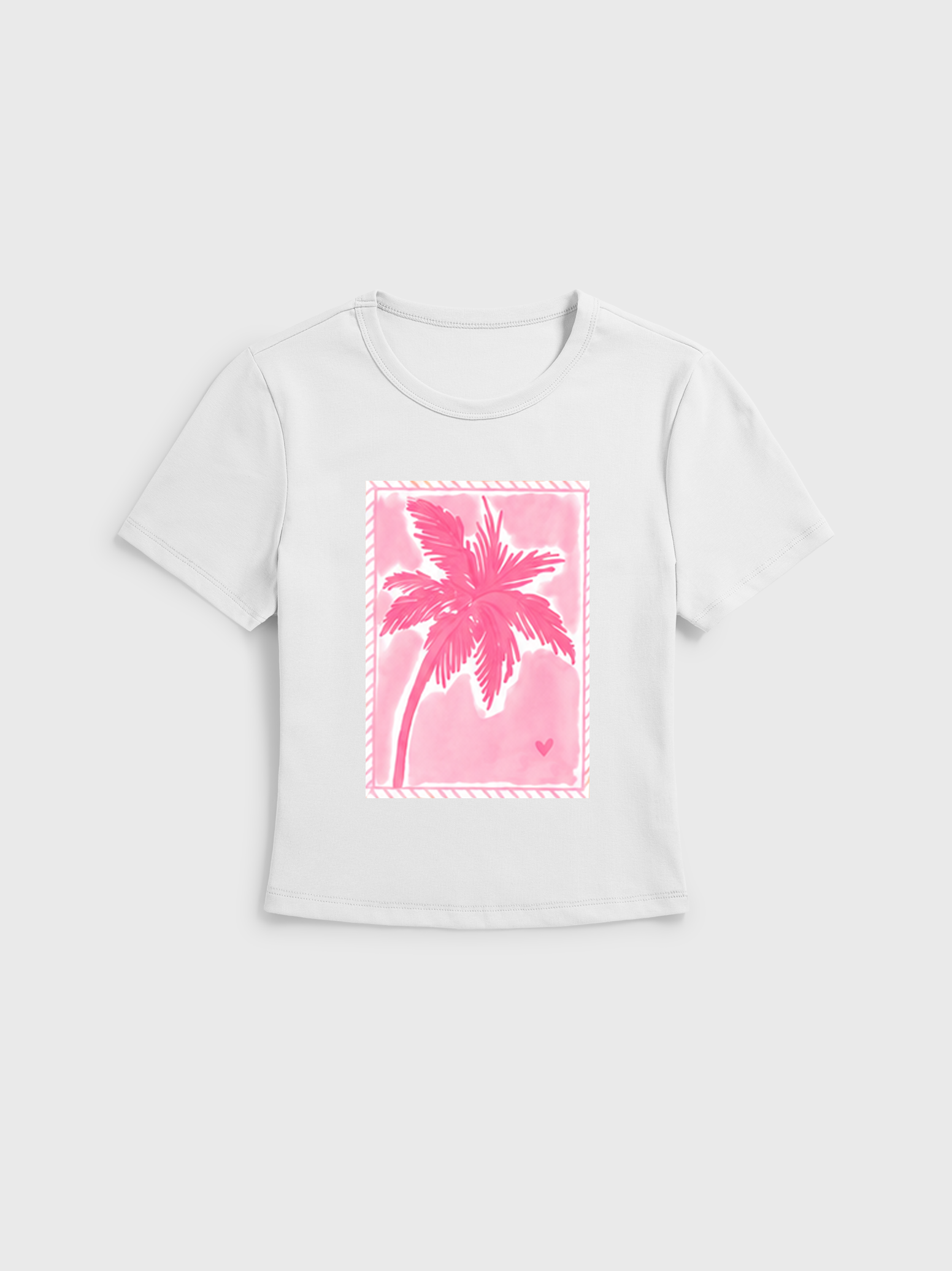 Coral Beach Postcard Print Crew Neck Cotton Tee