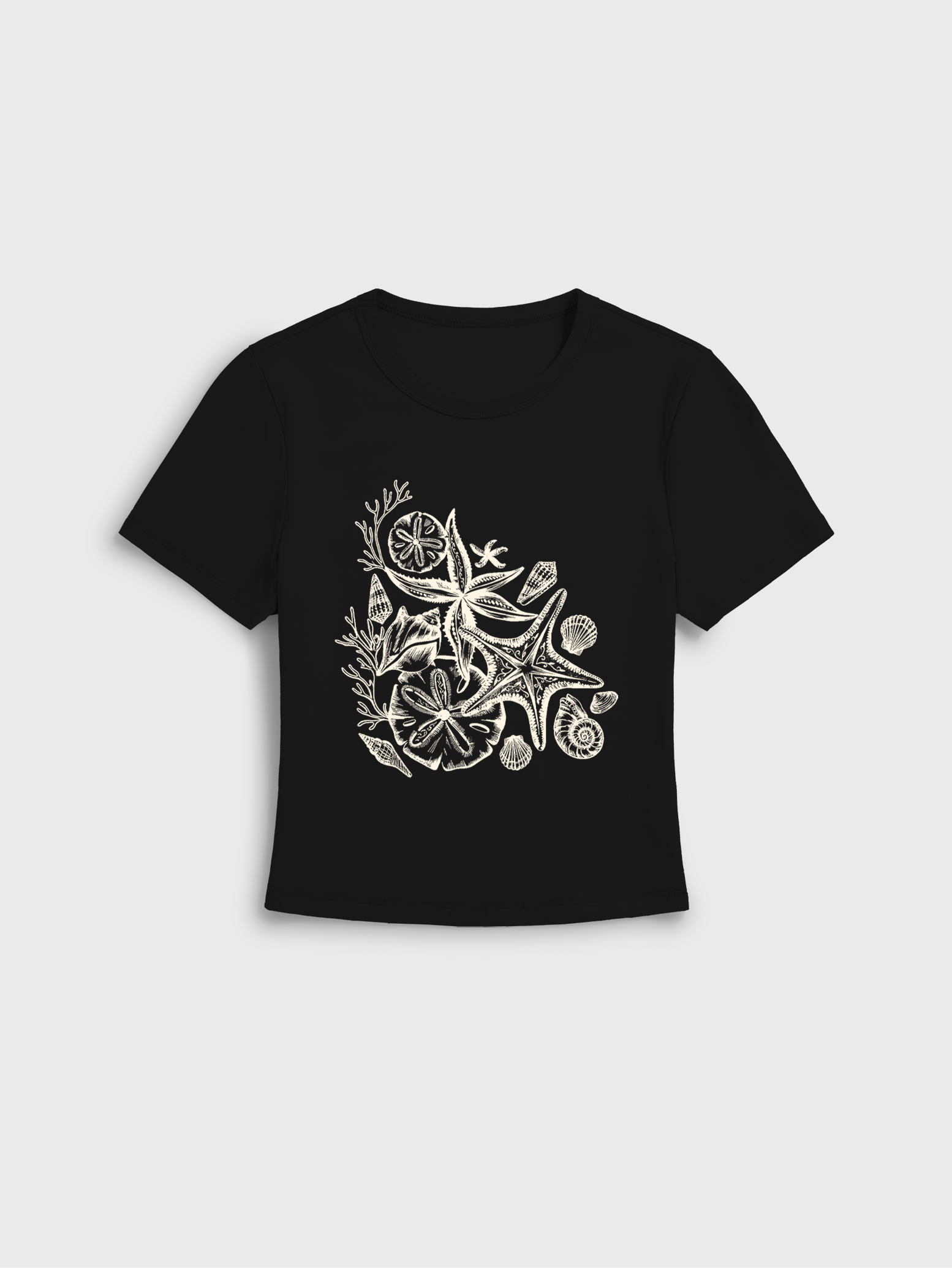 Coastal Nautical Starfish Print Crew Neck Cotton Tee