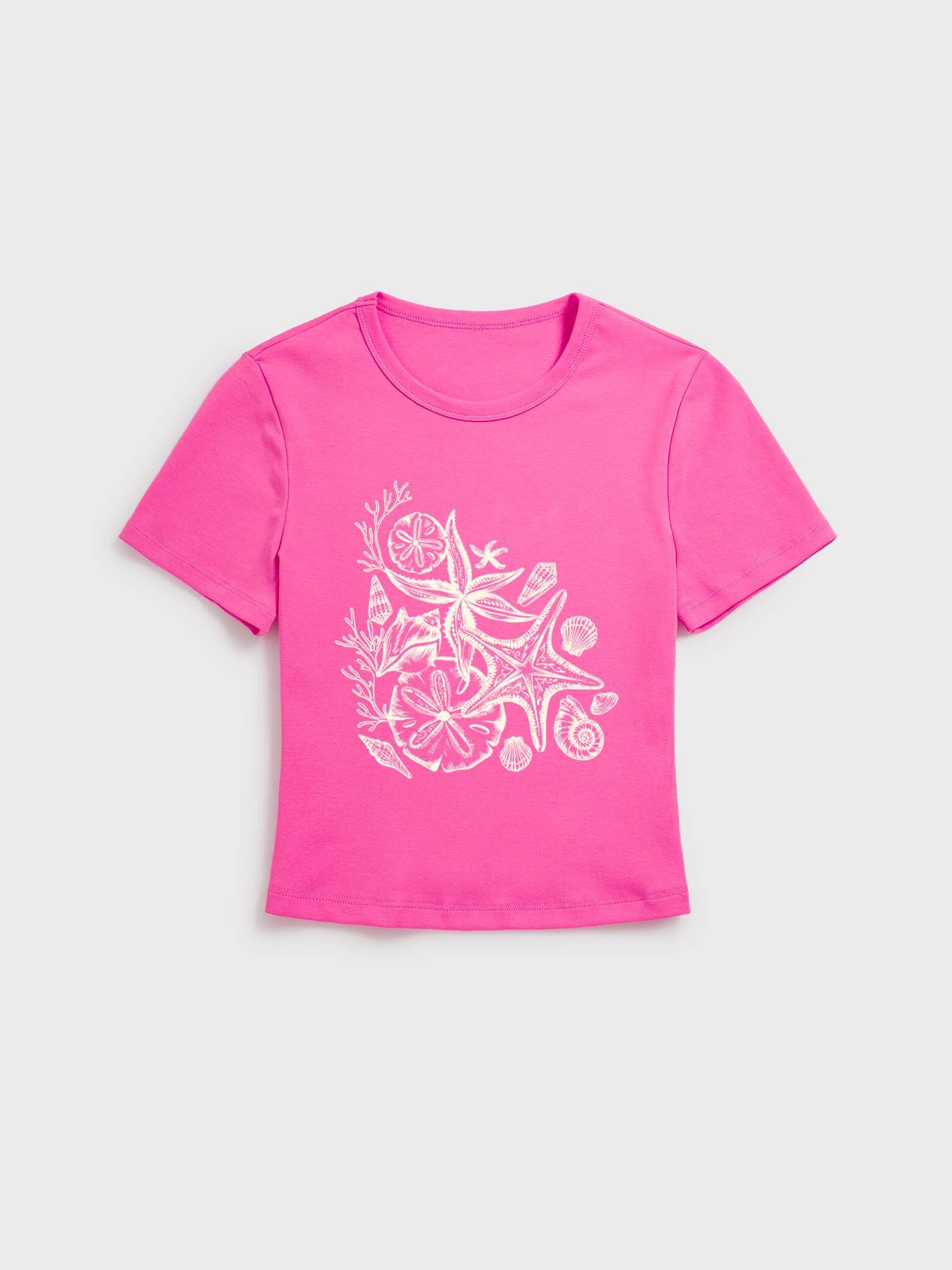 Coastal Nautical Starfish Print Crew Neck Cotton Tee