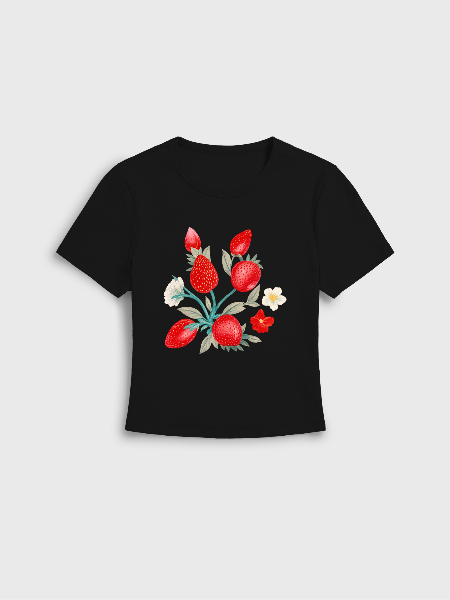Fruit Party Vacation Print Crew Neck Cotton Tee