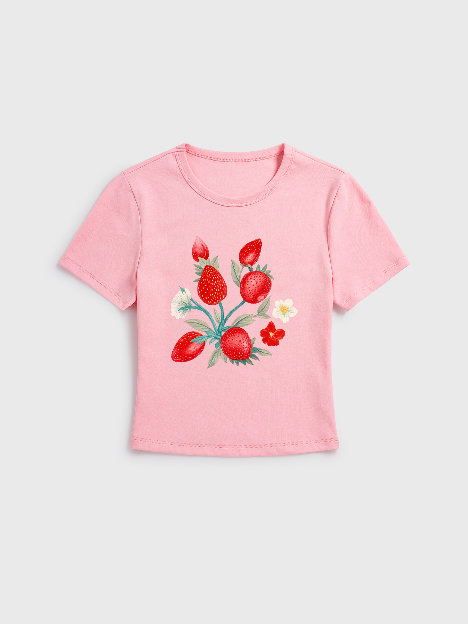 Fruit Party Vacation Print Crew Neck Cotton Tee