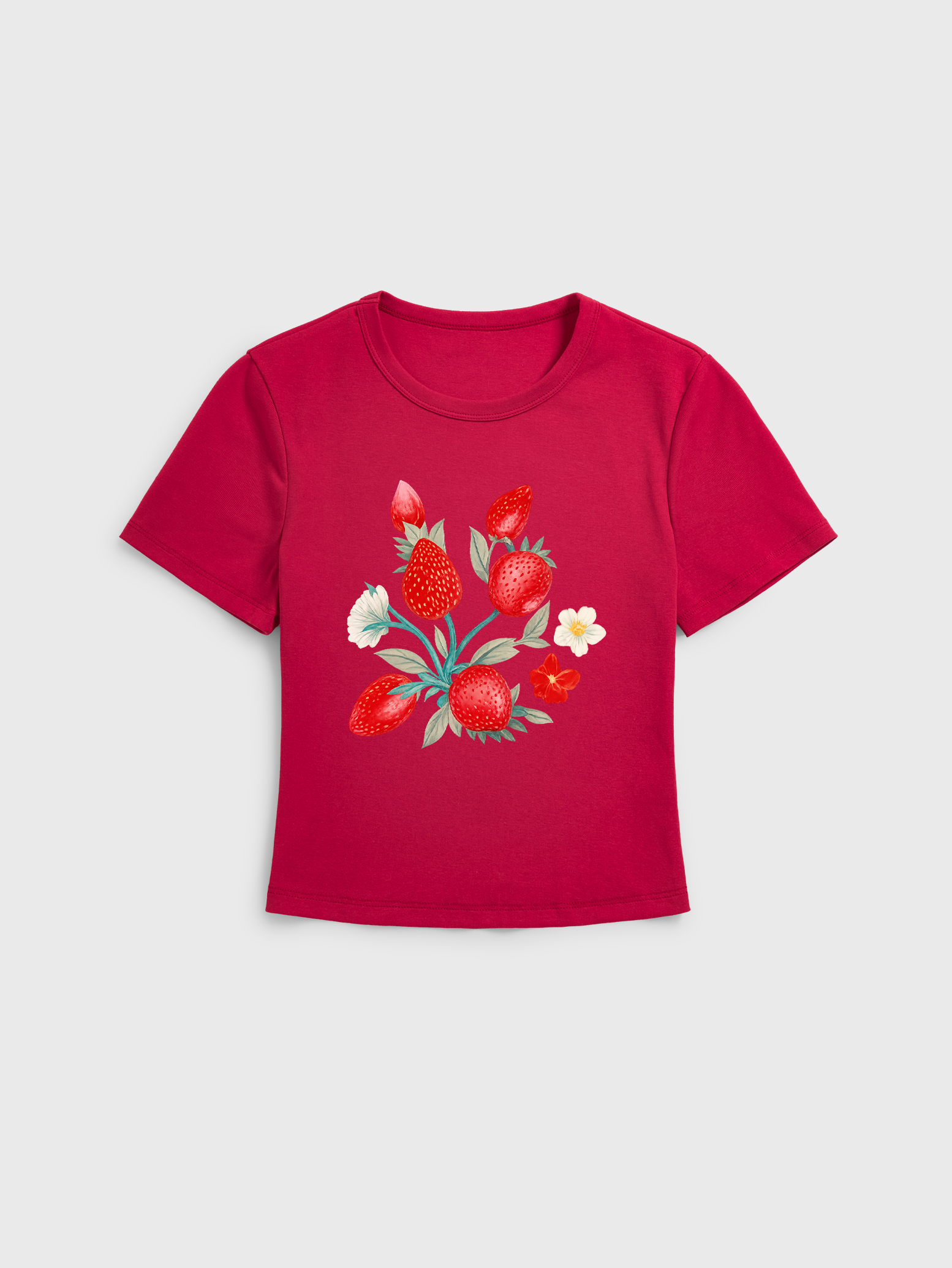 Fruit Party Vacation Print Crew Neck Cotton Tee