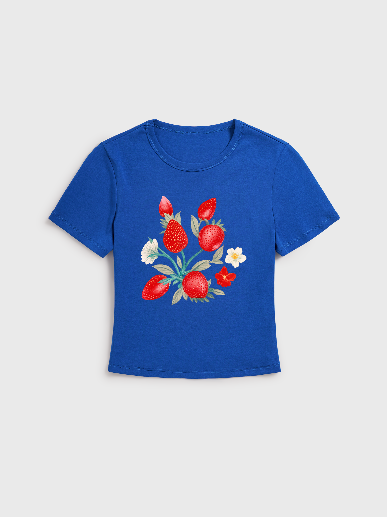 Fruit Party Vacation Print Crew Neck Cotton Tee