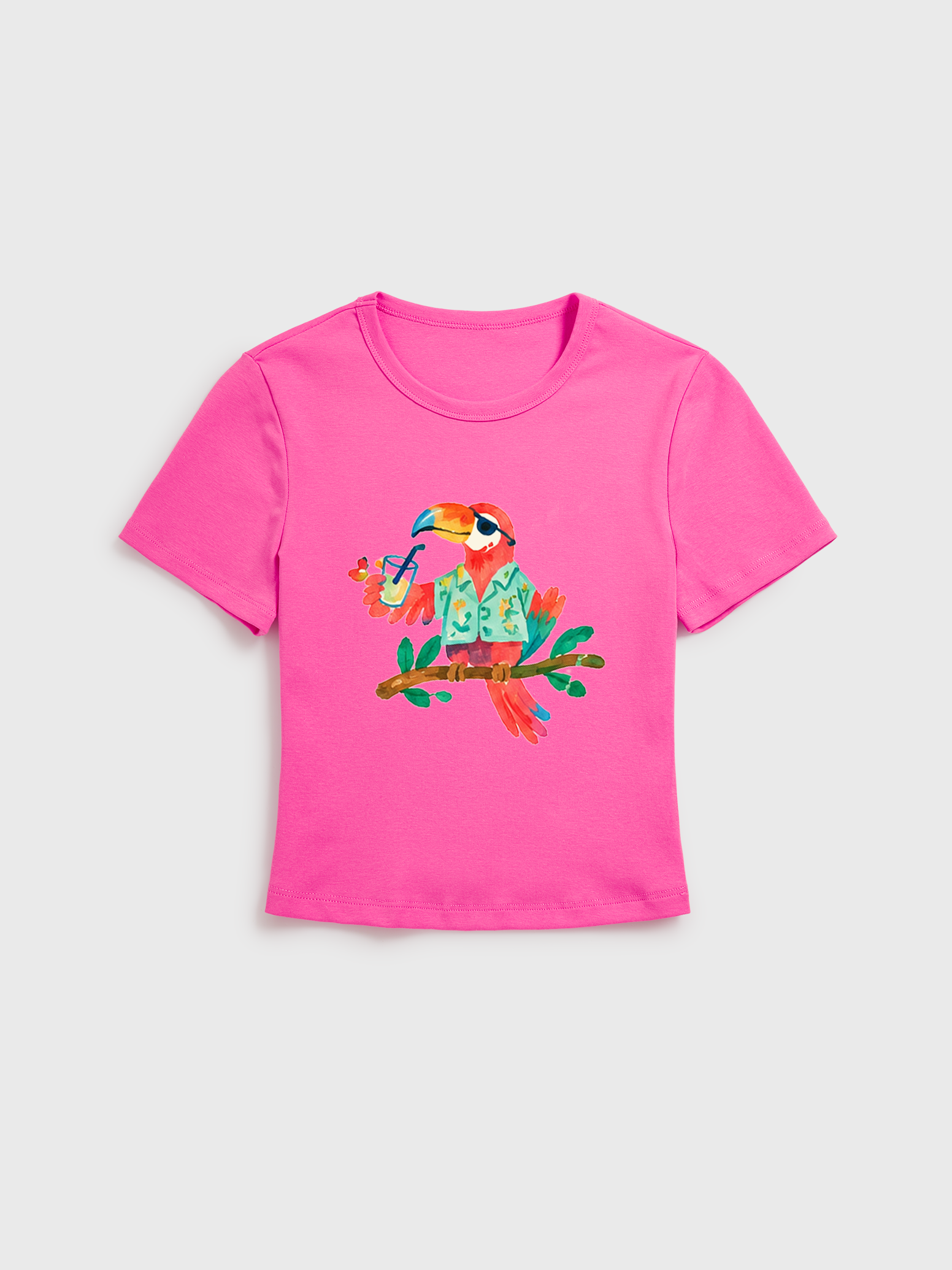 Rainbow Escape Print Crew Neck Cotton Tee