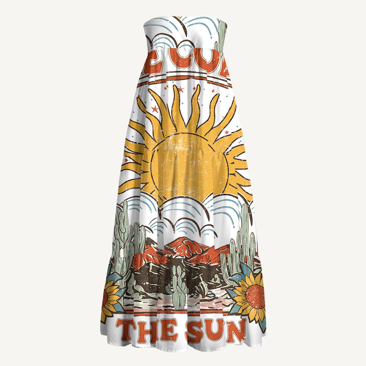 Western Sun & Cact Maxi Skirt & Strapless Dress  