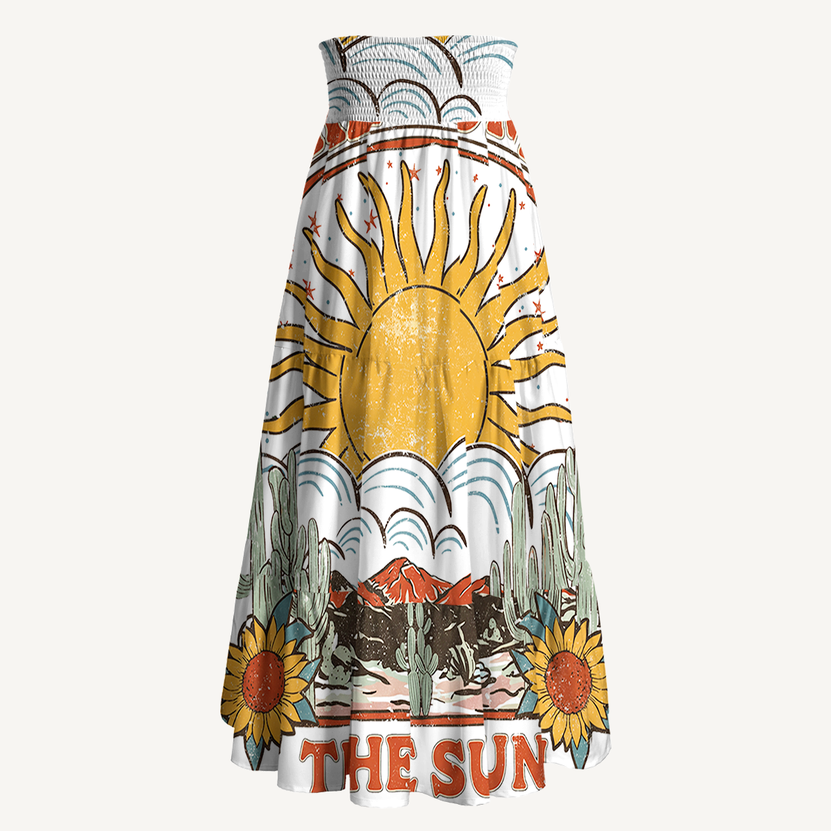 Western Sun & Cact Maxi Skirt & Strapless Dress  