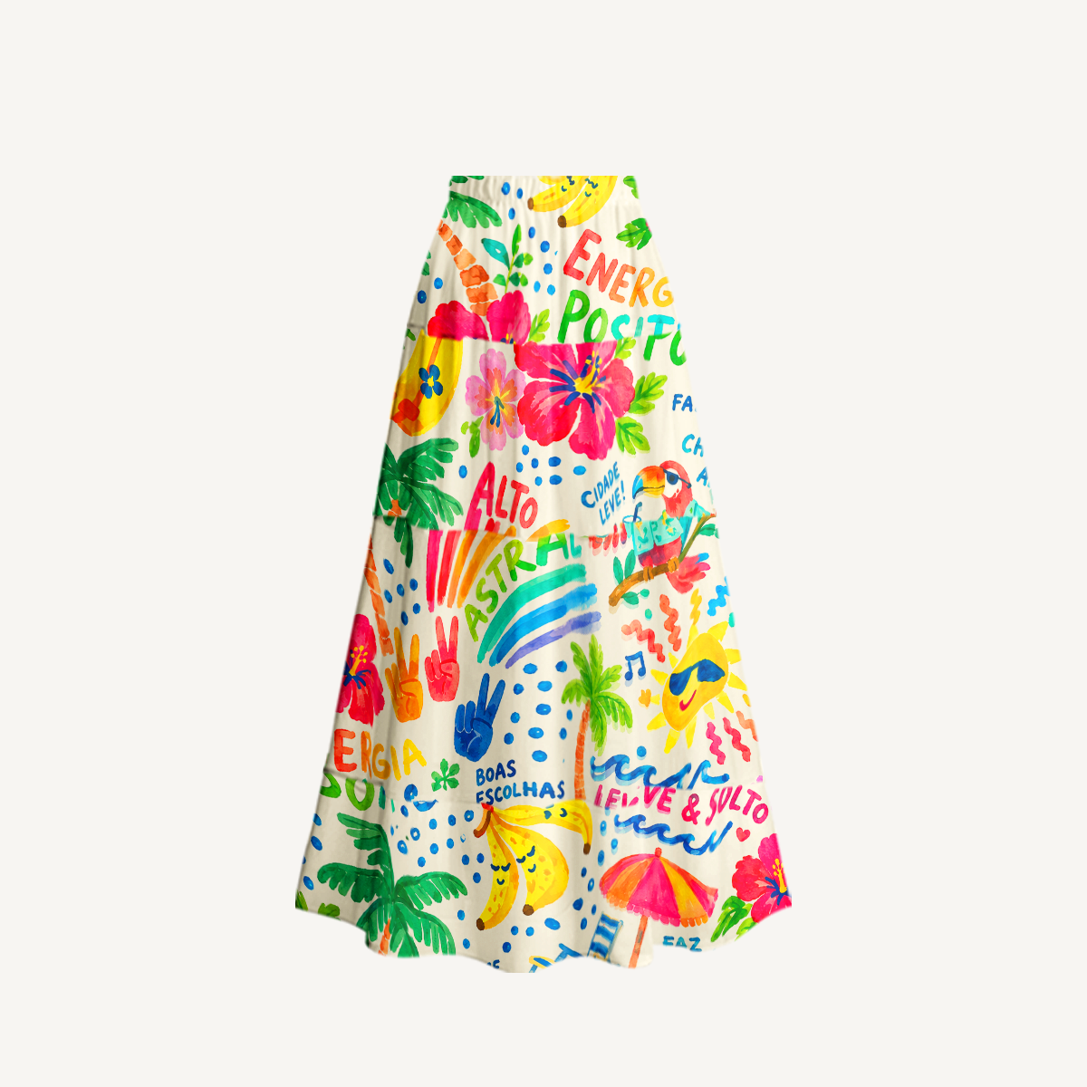 Rainbow Escape Ruffled V Neck One Piece Swimsuit and Matching Midi Skirt Set
