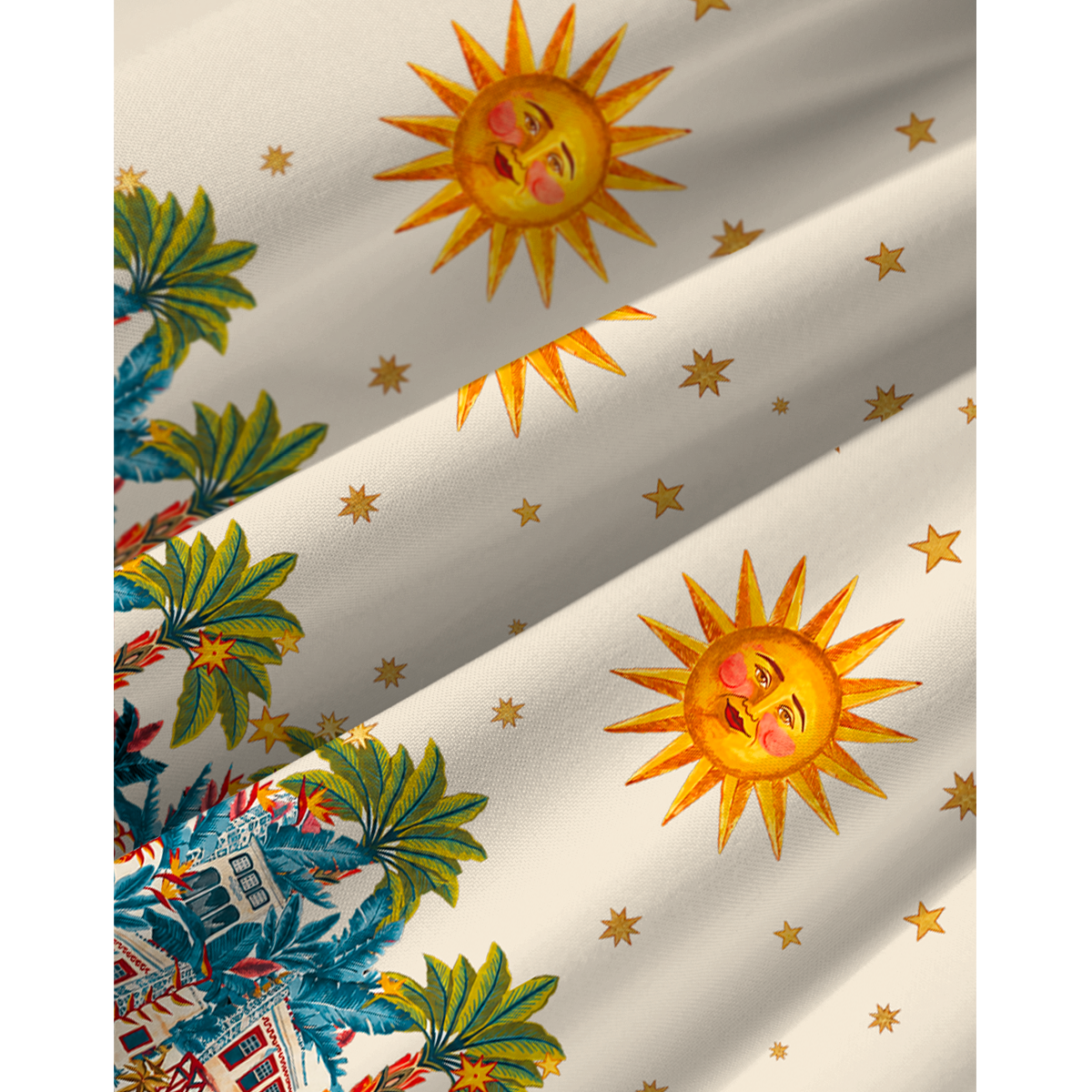 Retro Sun & Palm Spaghetti Strap Mini Dress