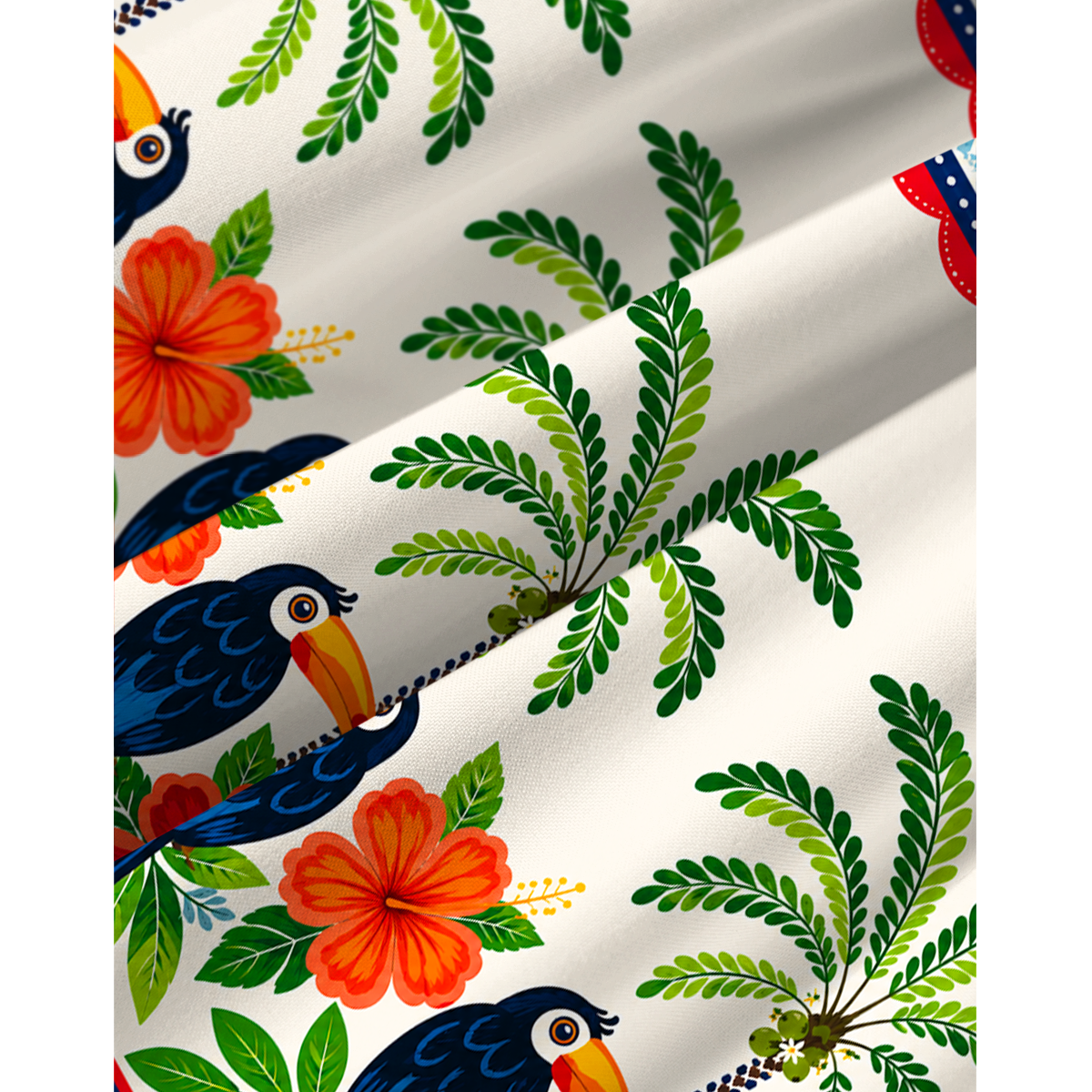 Vibrant Tropical Toucan Print Spaghetti Strap Mini Dress