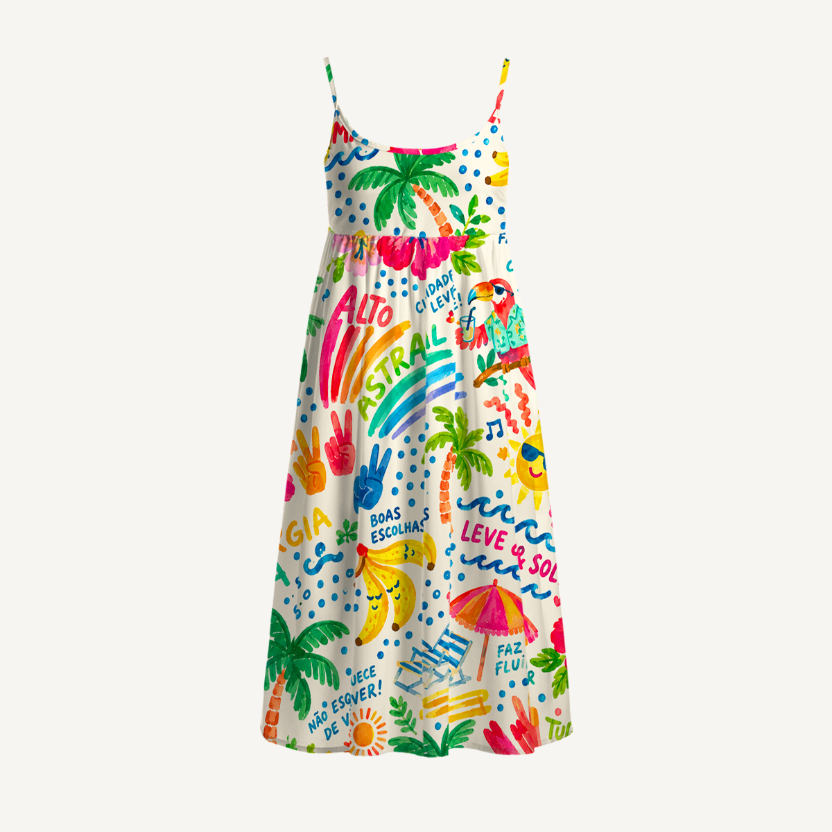 Rainbow Escape Print Spaghetti Strap Mini Dress