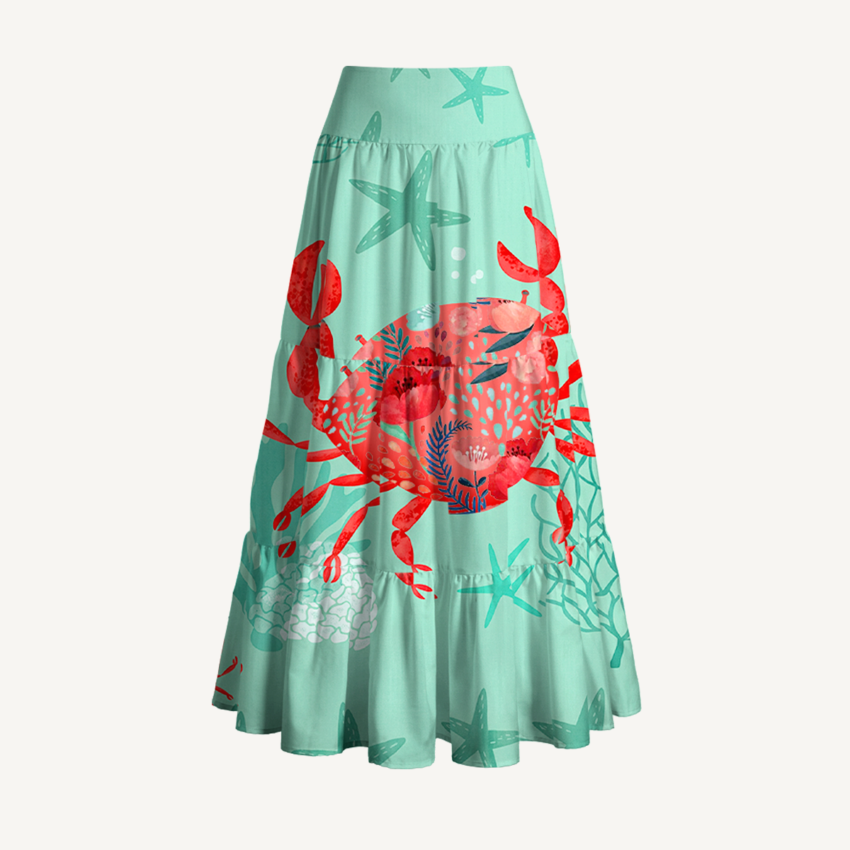 Floral Crab Maxi Skirt & Strapless Dress  