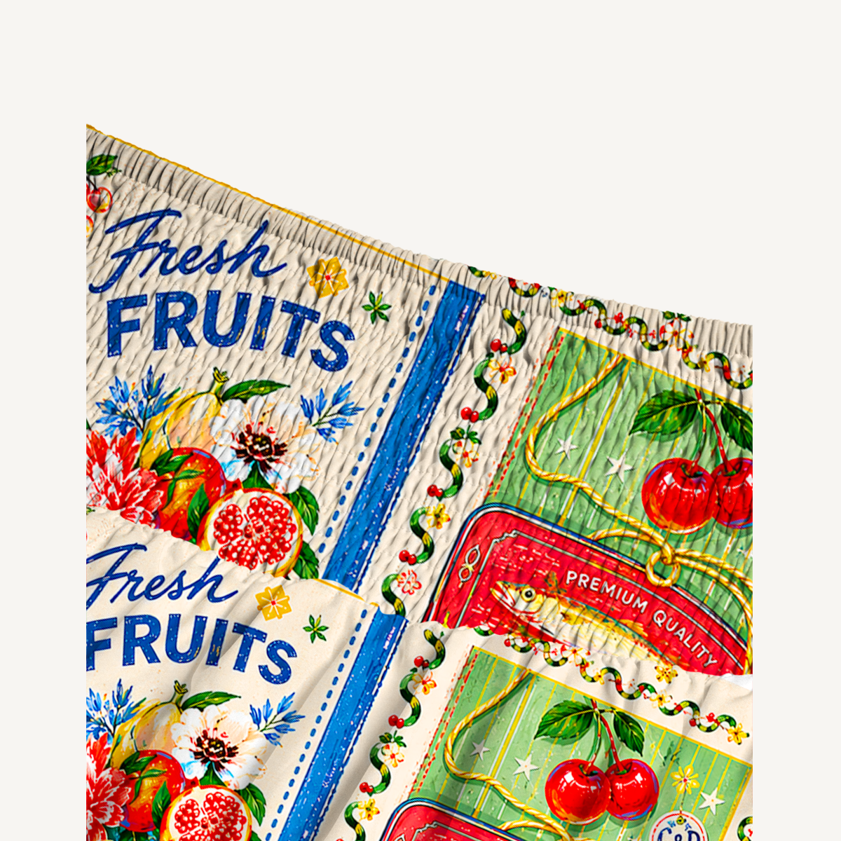Fruits, Flowers & Fish Feast Print Maxi Skirt & Strapless Dress  