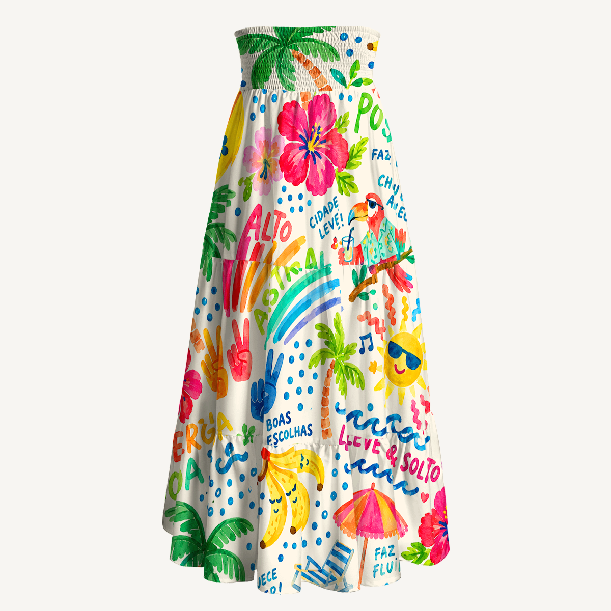 Rainbow Escape Print Maxi Skirt & Strapless Dress  