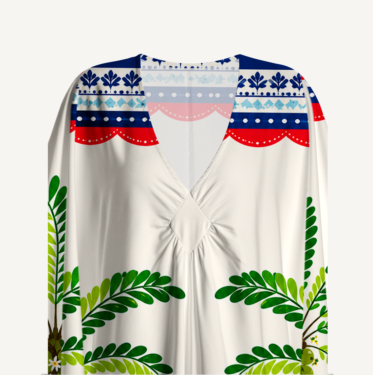 Vibrant Tropical Toucan Kimono Sleeve Kaftan Dress