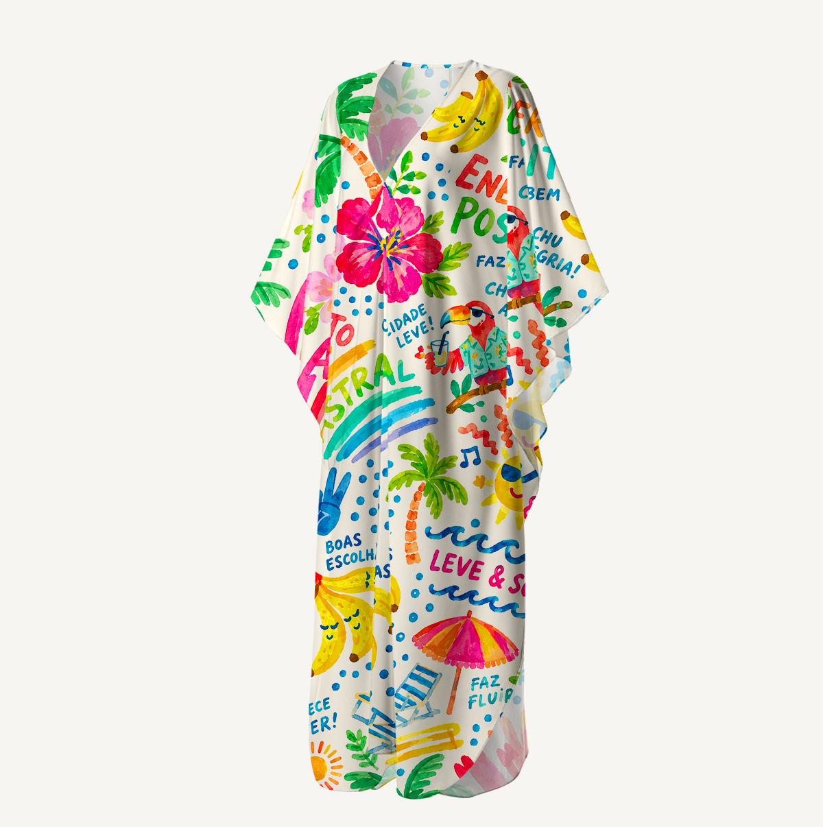 Rainbow Escape Kimono Sleeve Kaftan Dress