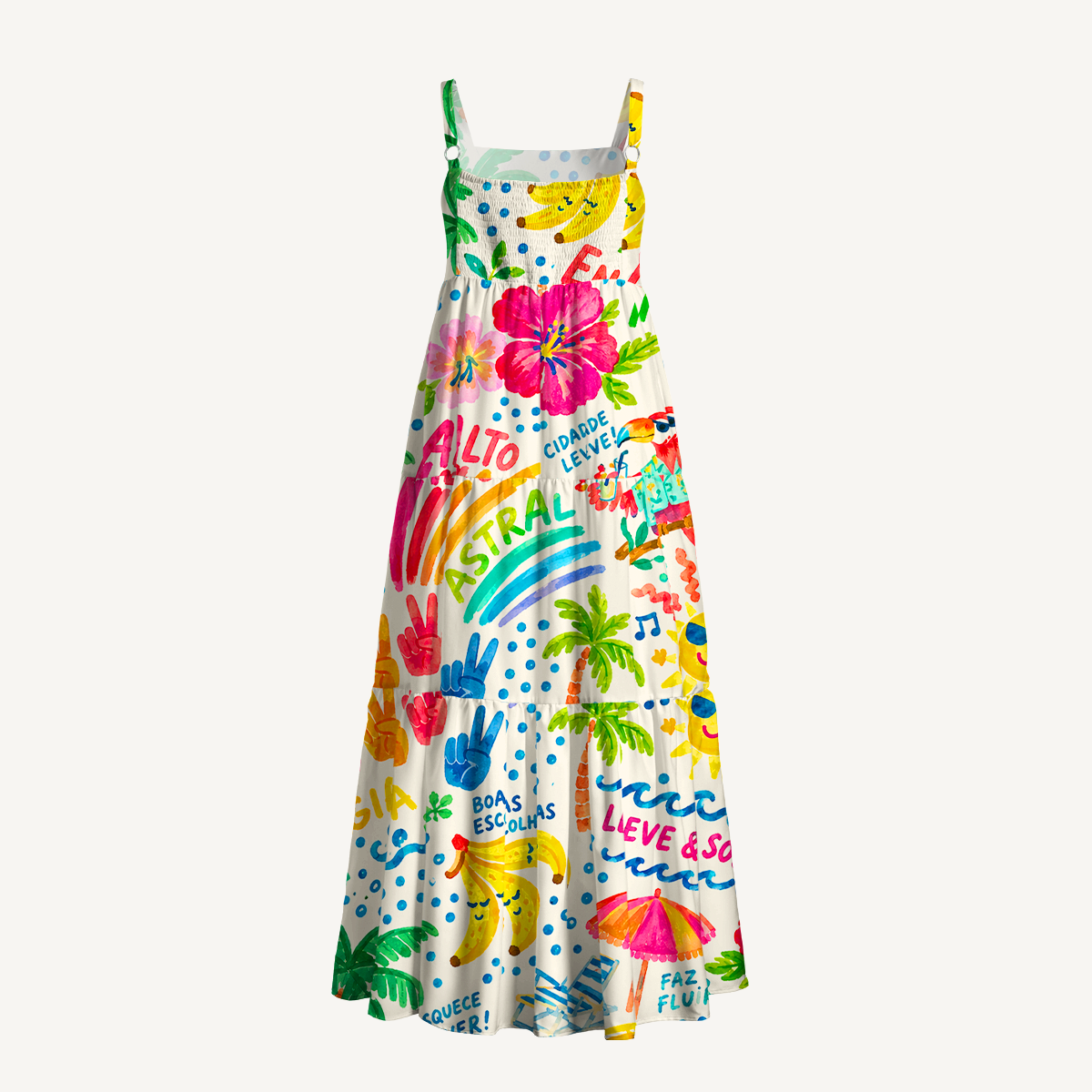 Rainbow Escape Wide Straps Maxi Dress With Pockets