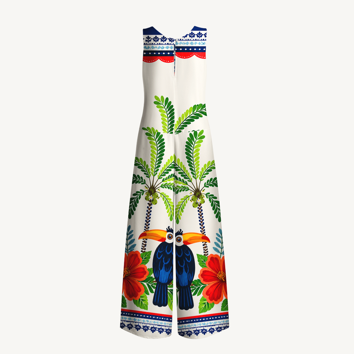 Vibrant Tropical Toucan Jumpsuit with Pockets for Women