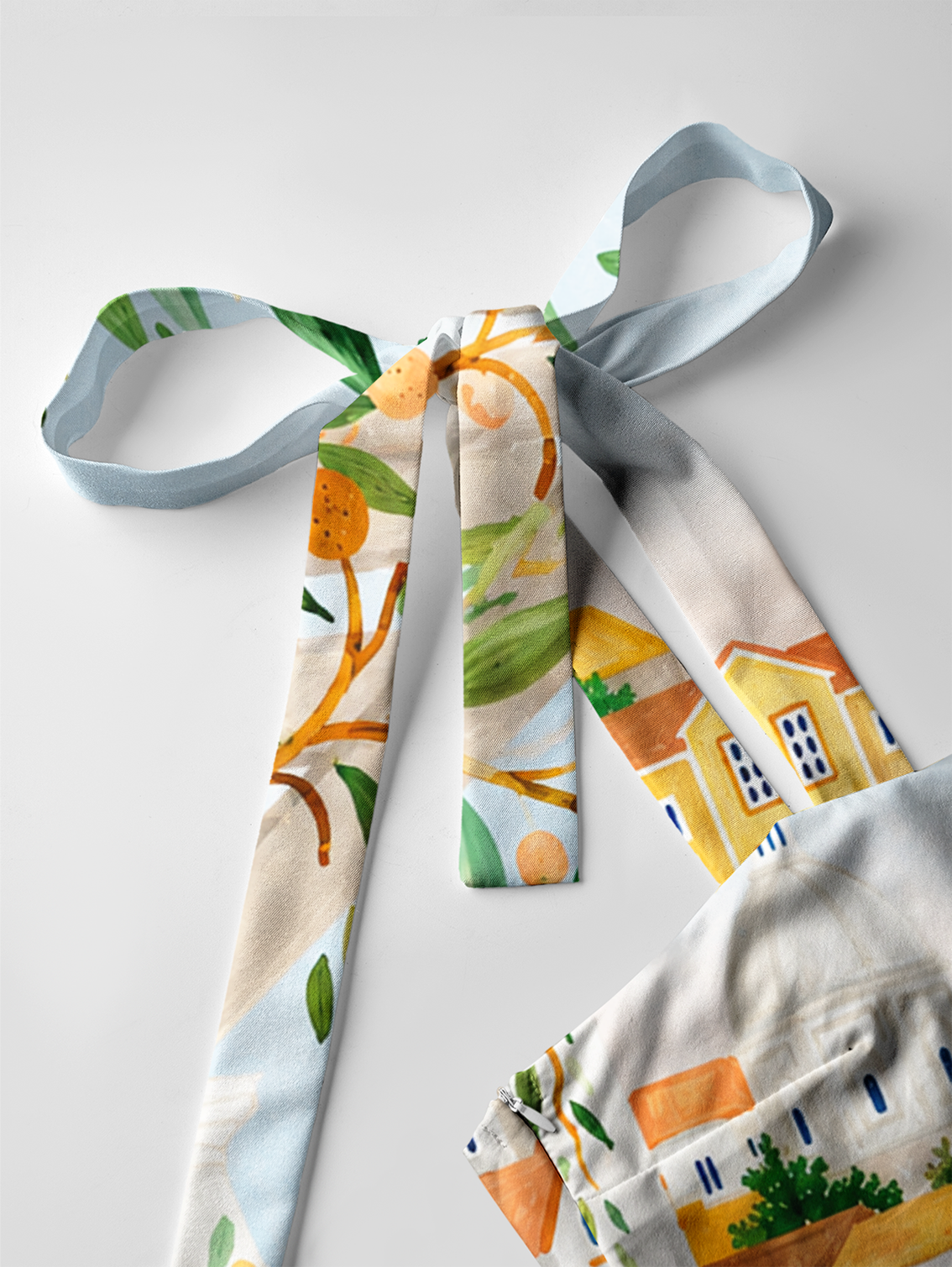 Lisbon Cityscape Bow Strap Maxi Dress