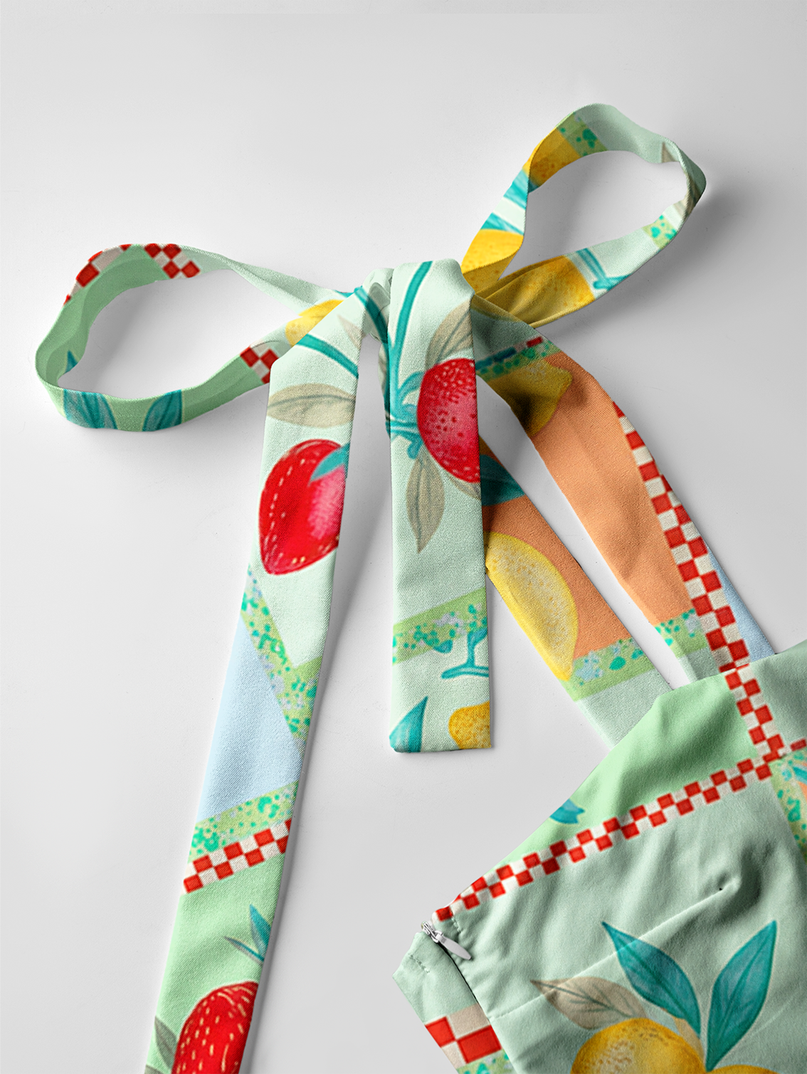 Fruit Party Vacation Bow Strap Maxi Dress