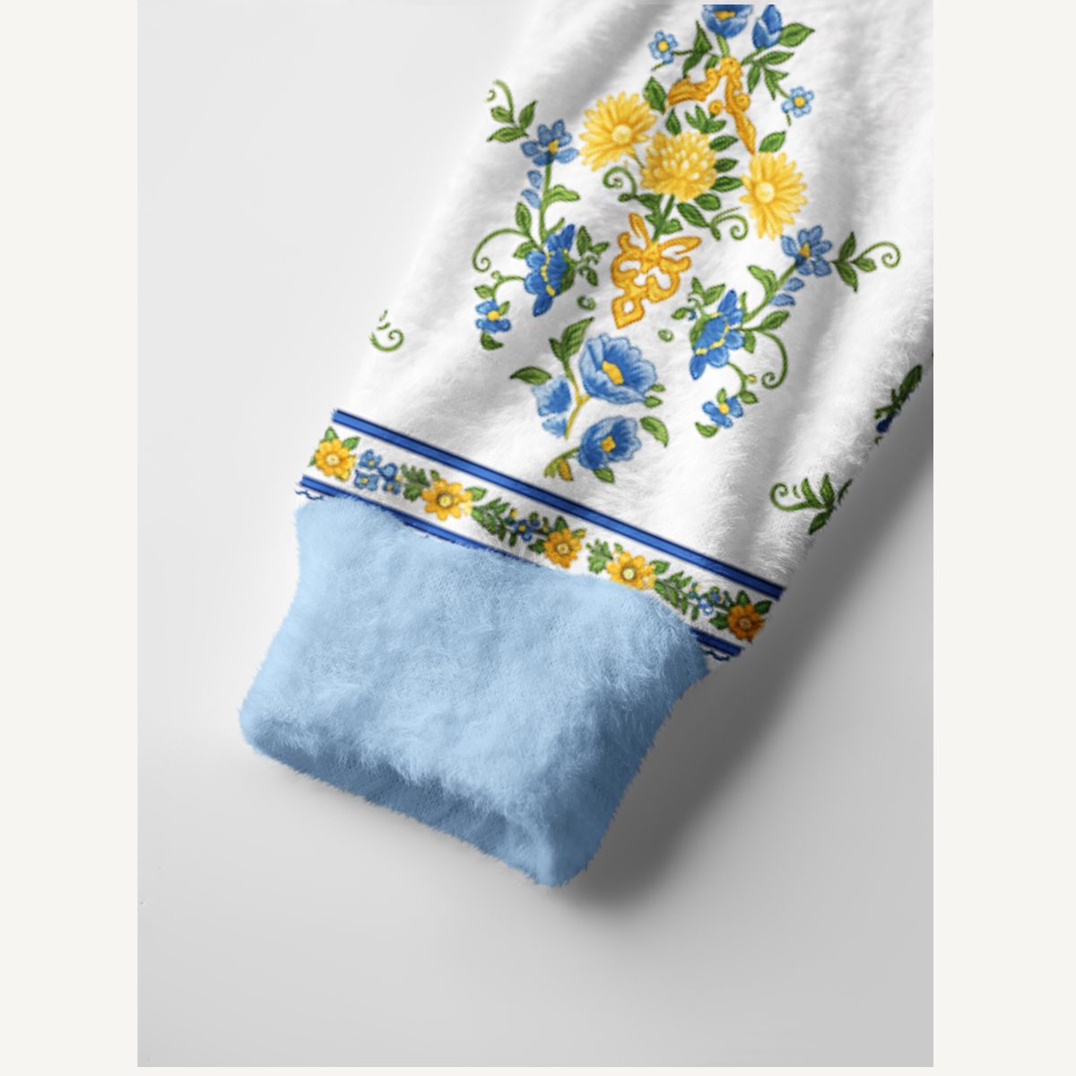 Blue & Yellow Botanical Border Women Cardigan Sweaters