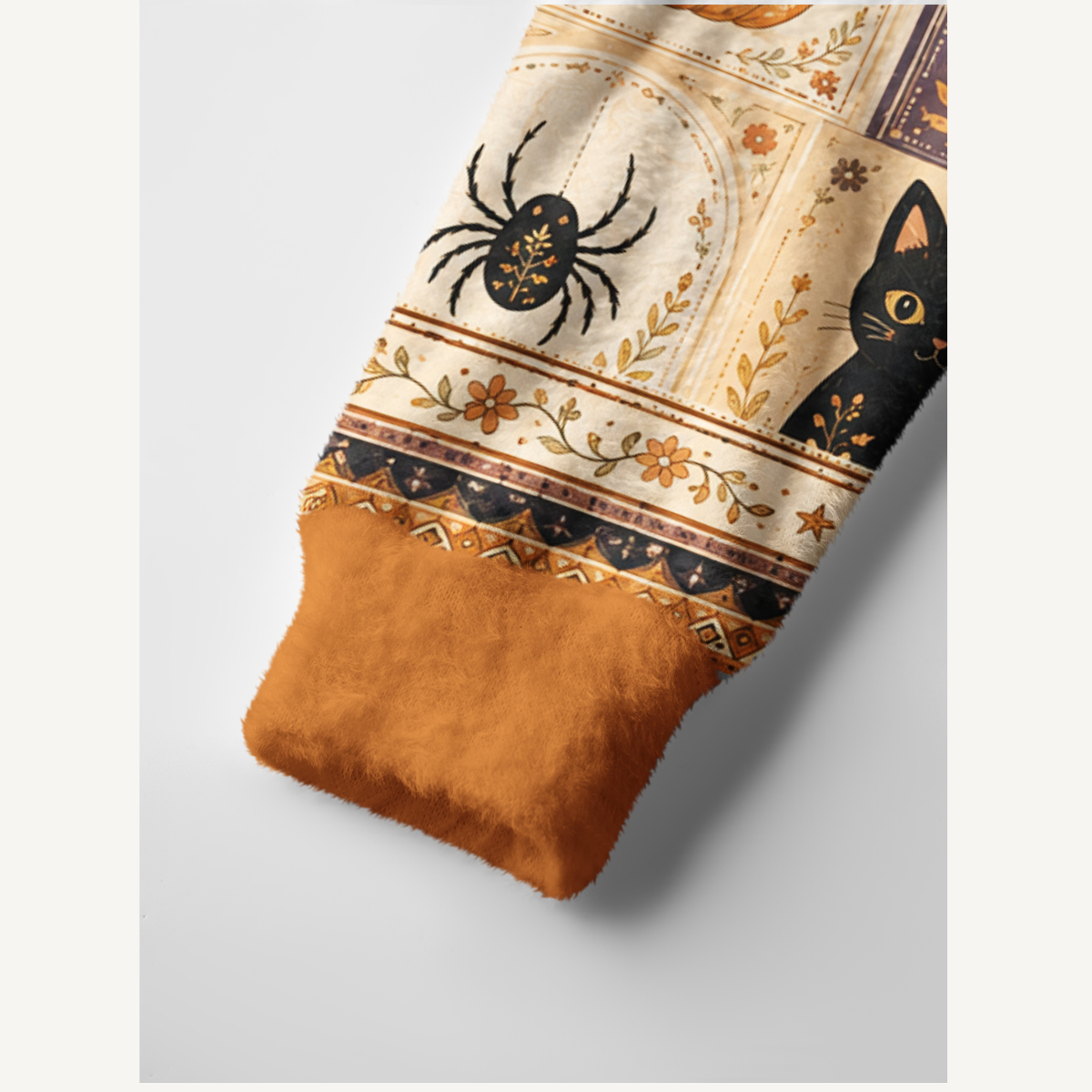 Halloween Cat & Pumpkin Patchwork Print Cardigan Sweaters