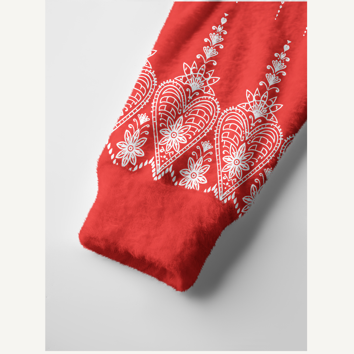Red Folk Heart Floral Print Cardigan Sweaters