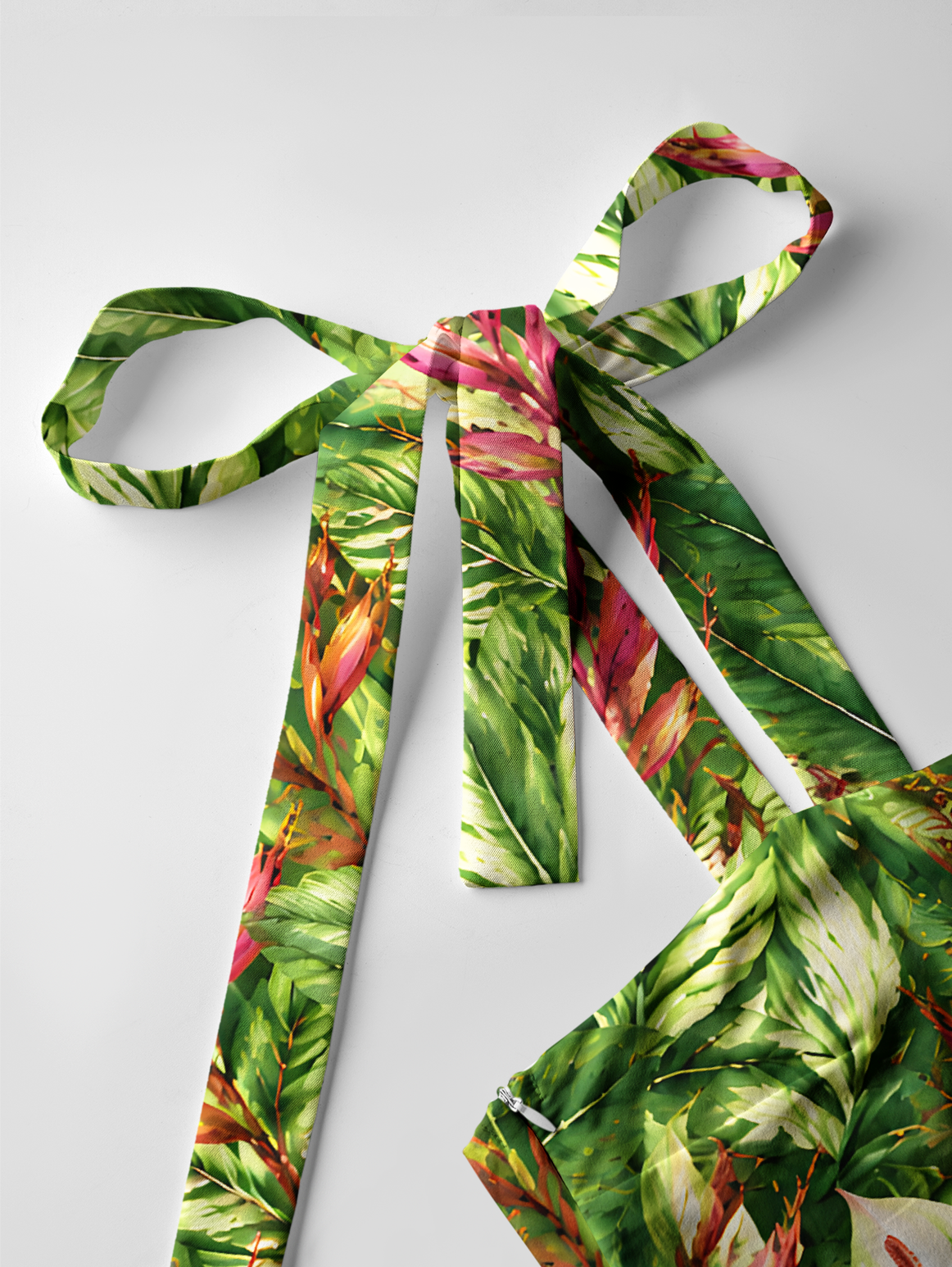 Tropical Flowers Bow Strap Maxi Dress