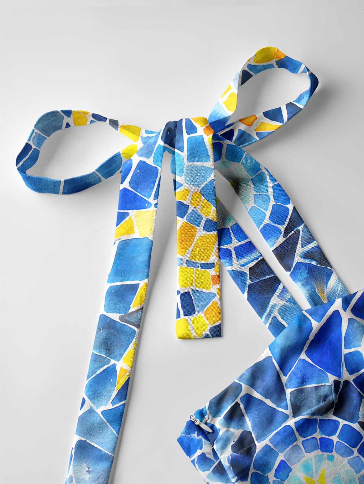 Mosaic Sun & Star Patter Bow Strap Maxi Dress