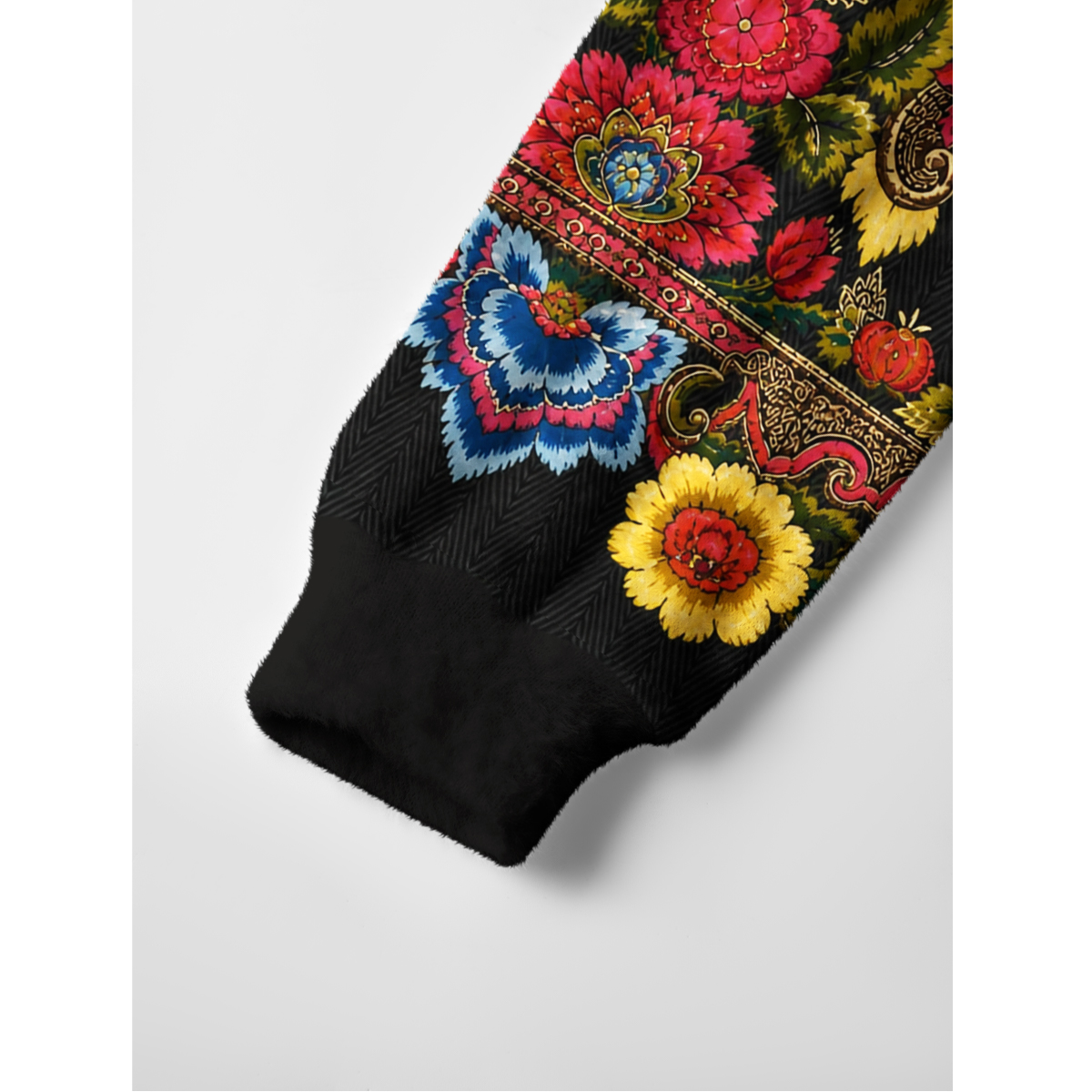 Ornate Folk Floral Border Crewneck Sweater