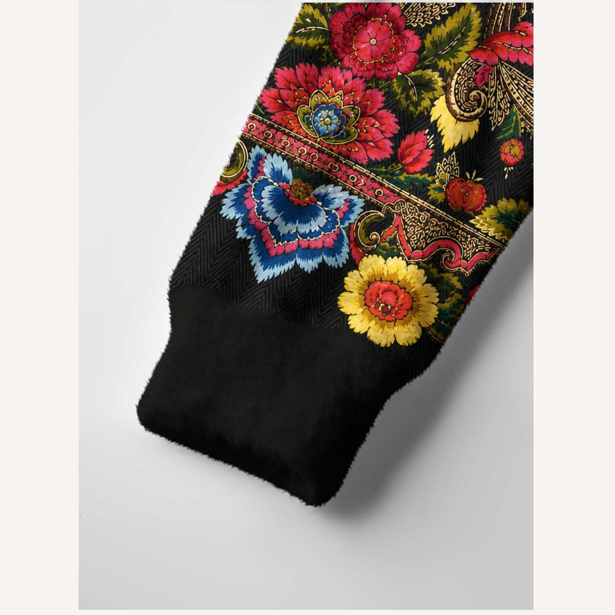 Ornate Folk Floral Border Cardigan Sweaters