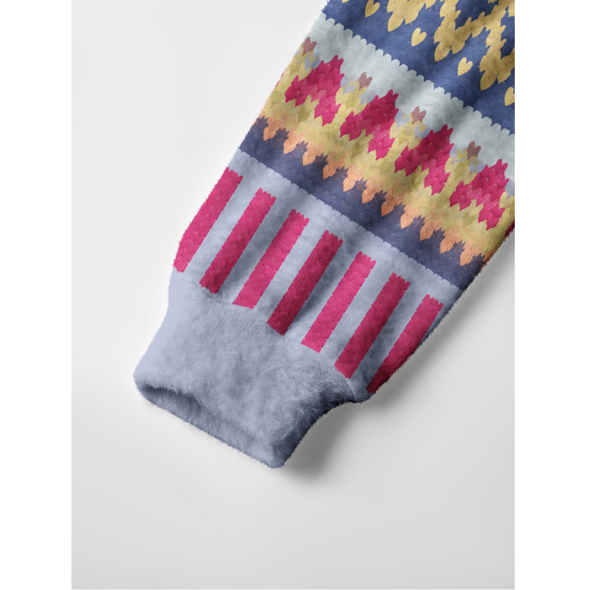 Soft Nordic Floral Geometric Stripe Crewneck Sweater